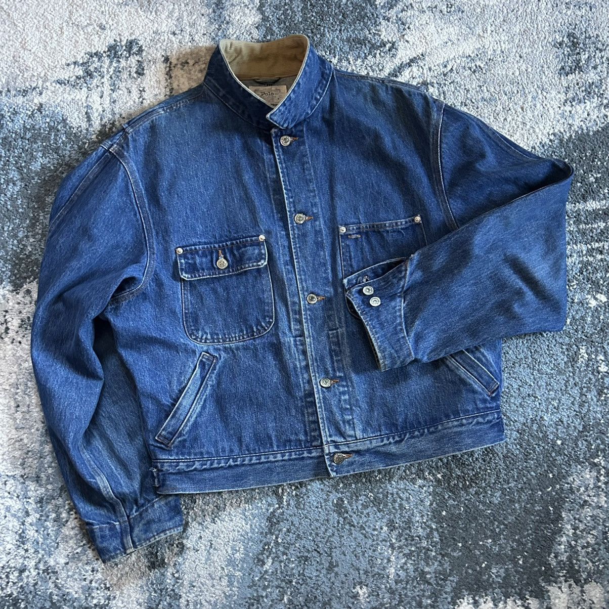 Polo Ralph Lauren 90s HEAVYWEiGHT CROPPED DARTED iNDiGO DENiM TRUCKER JACKET Size US M / EU 48-50 / 2 - 15 Thumbnail