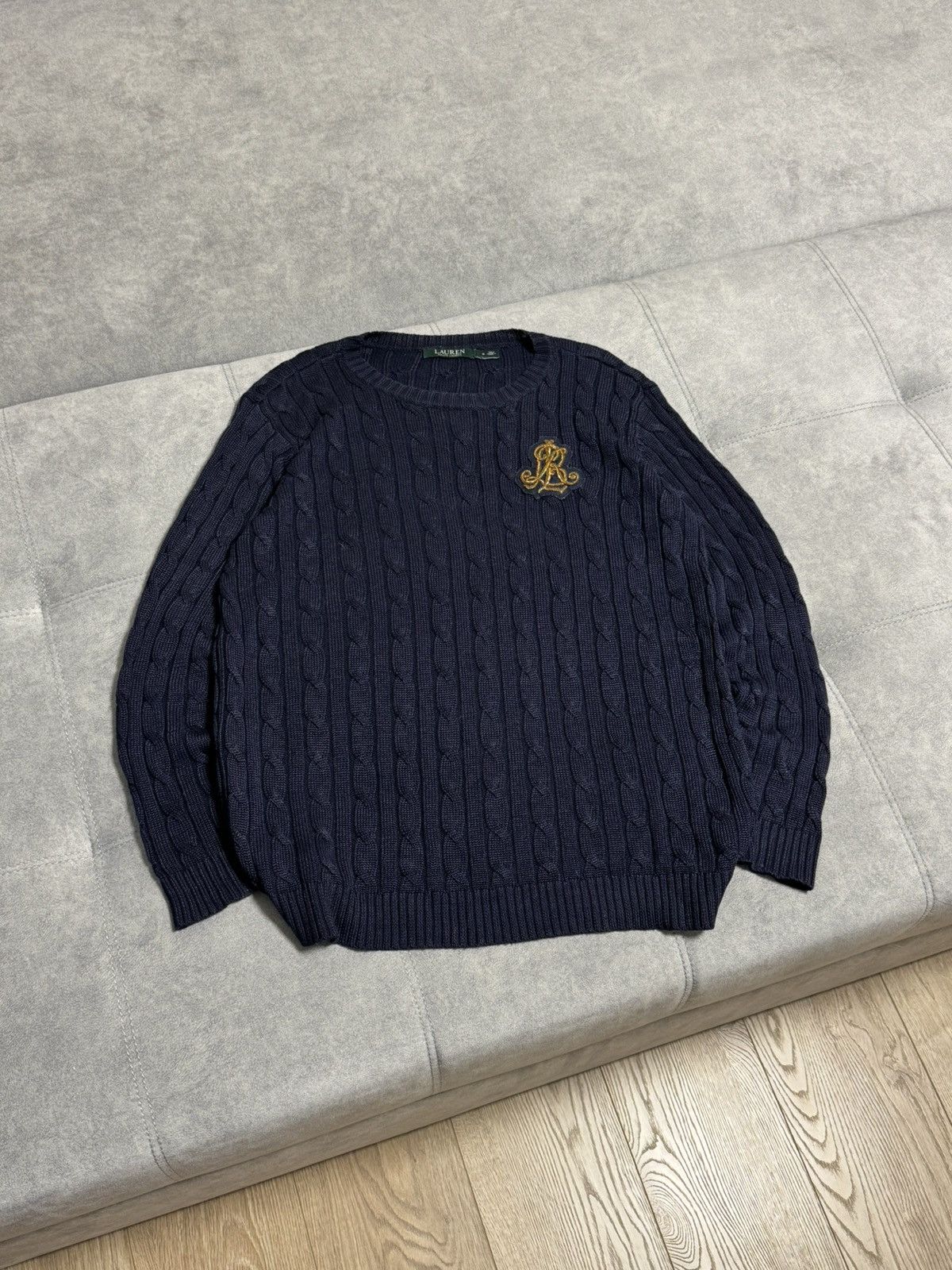 Polo Ralph Lauren × Vintage Vintage Polo Ralph Lauren cable knit sweater navy S M size Size US M / EU 48-50 / 2 - 1 Thumbnail