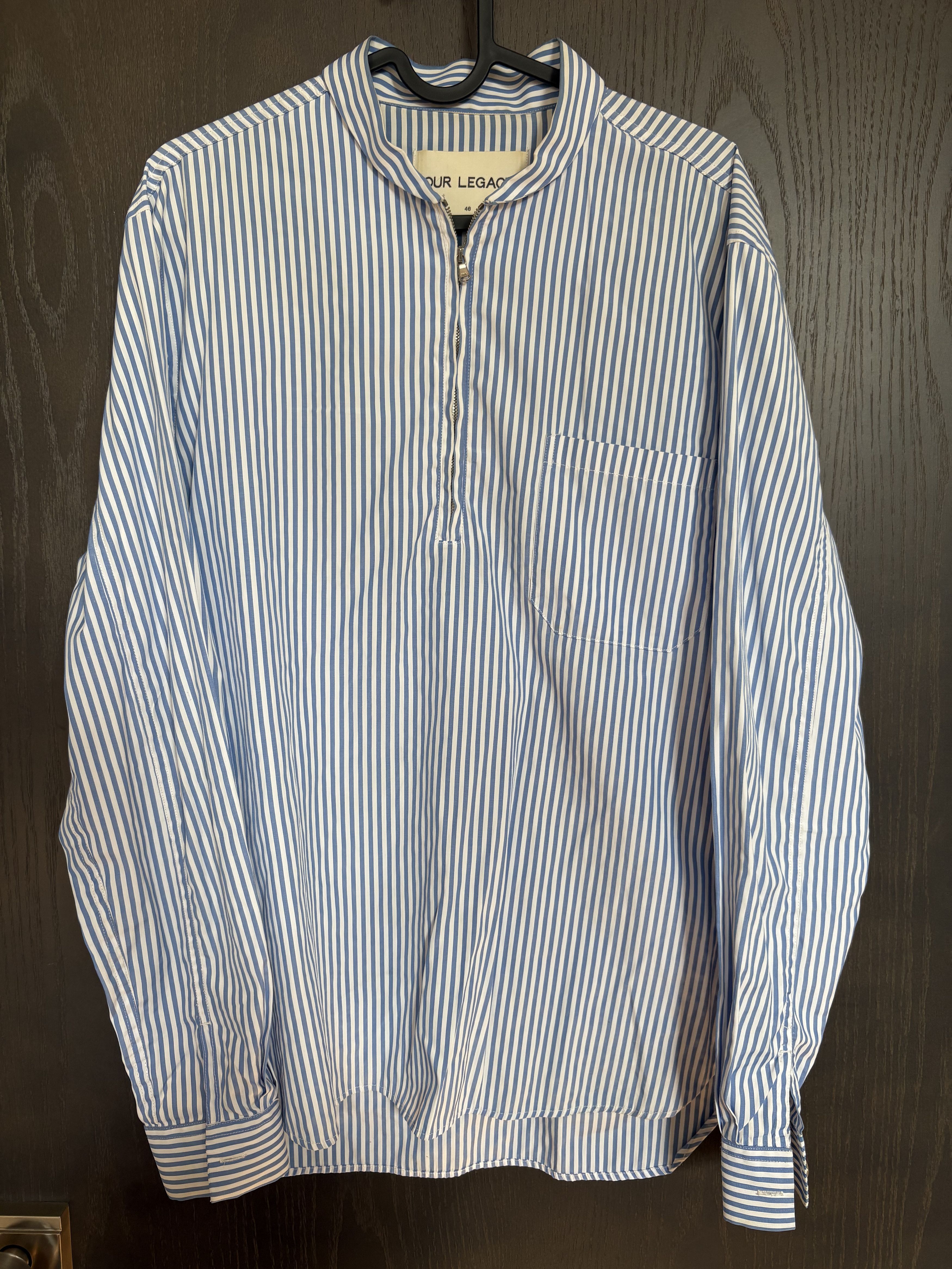 Our Legacy Borrowed Shirt blue/rose olden stripe | Grailed