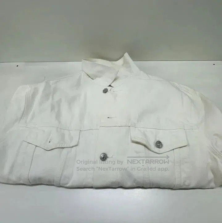 Balenciaga Balenciaga White Denim Jacket with Logo. Size US L / EU 52-54 / 3 - 4 Thumbnail