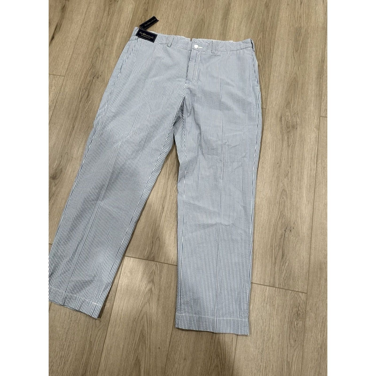 Polo Ralph Lauren NWT Polo Ralph Lauren Preston Pant Mens 38x30 Blue Striped Seersucker Shirt Pants Casual Chino Size US M / EU 48-50 / 2 - 2 Thumbnail