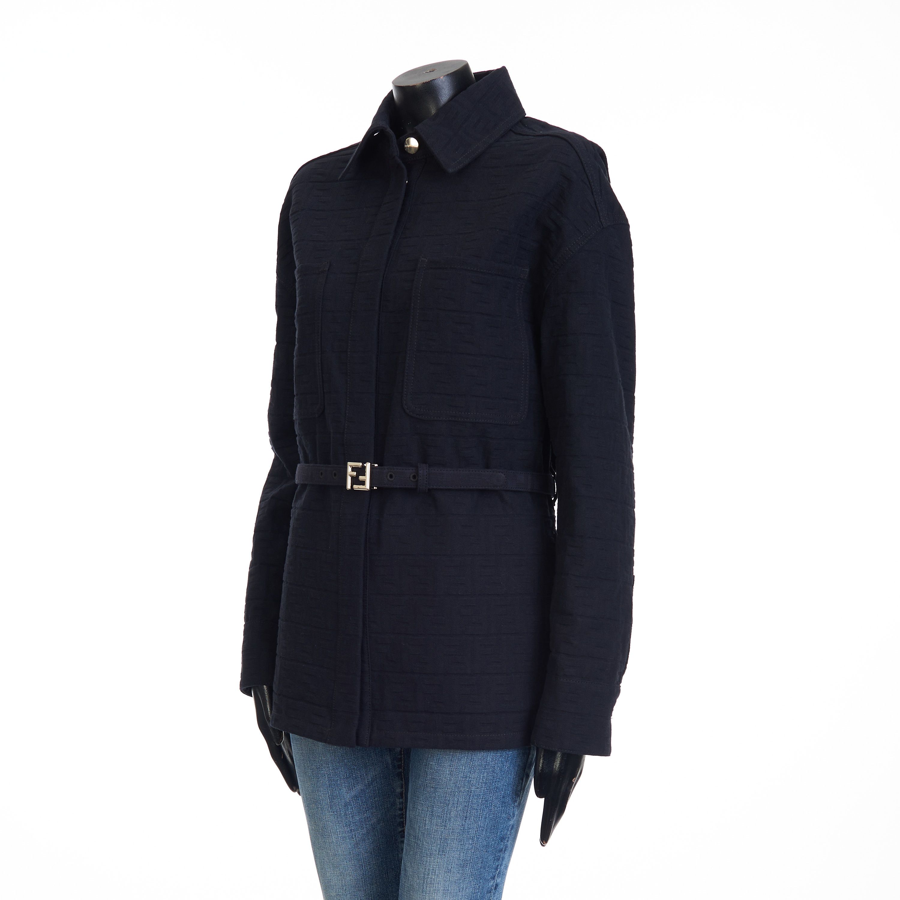 Fendi Go-To Jacket In Blue Jacquard Denim Size L / US 10 / IT 46 - 2 Thumbnail