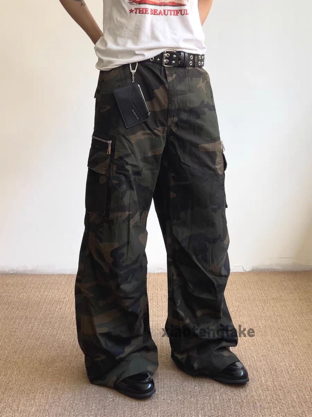 zx vintage loose baggy zipper wide Leg flared pants