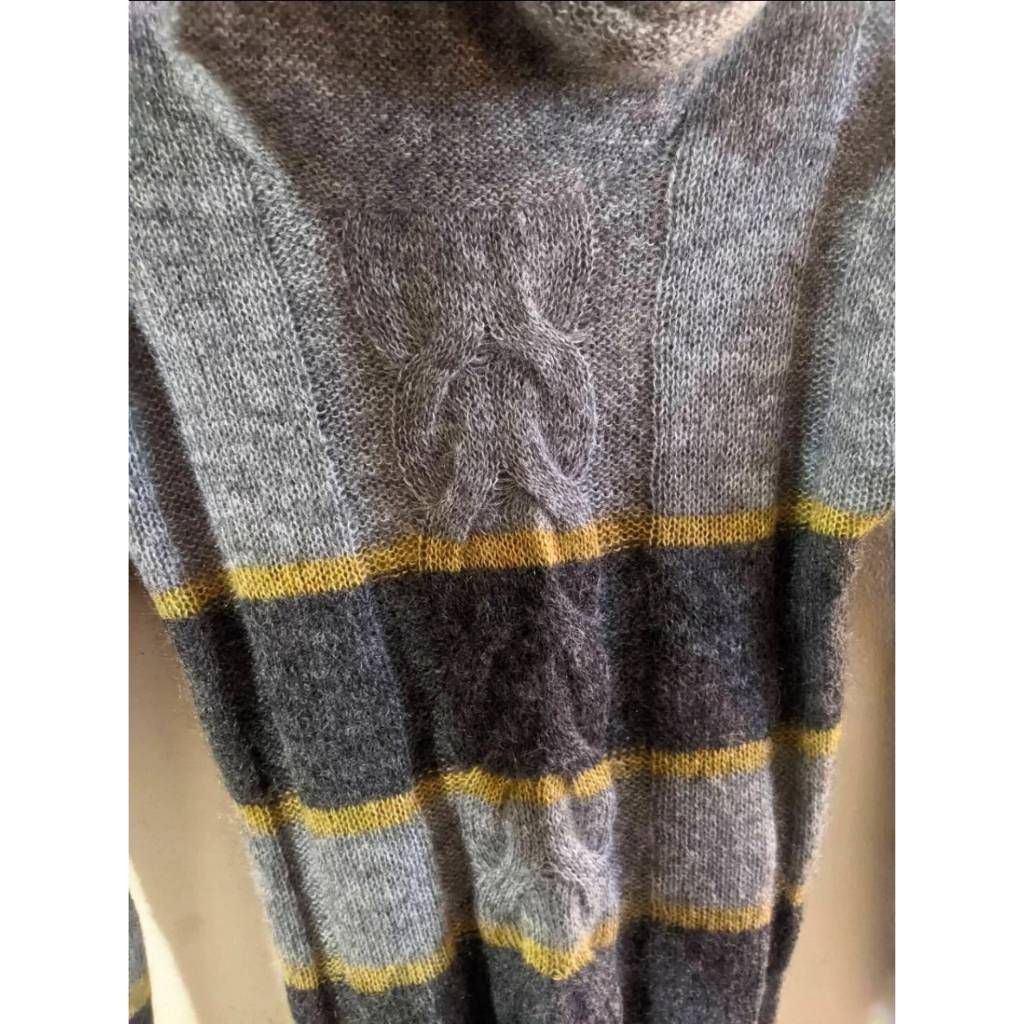 Esprit ESPRIT Women’s XS Cowl Neck Sweater Gray Gold Striped Mohair Wool Blend Knit Size XS / US 0-2 / IT 36-38 - 8 Thumbnail