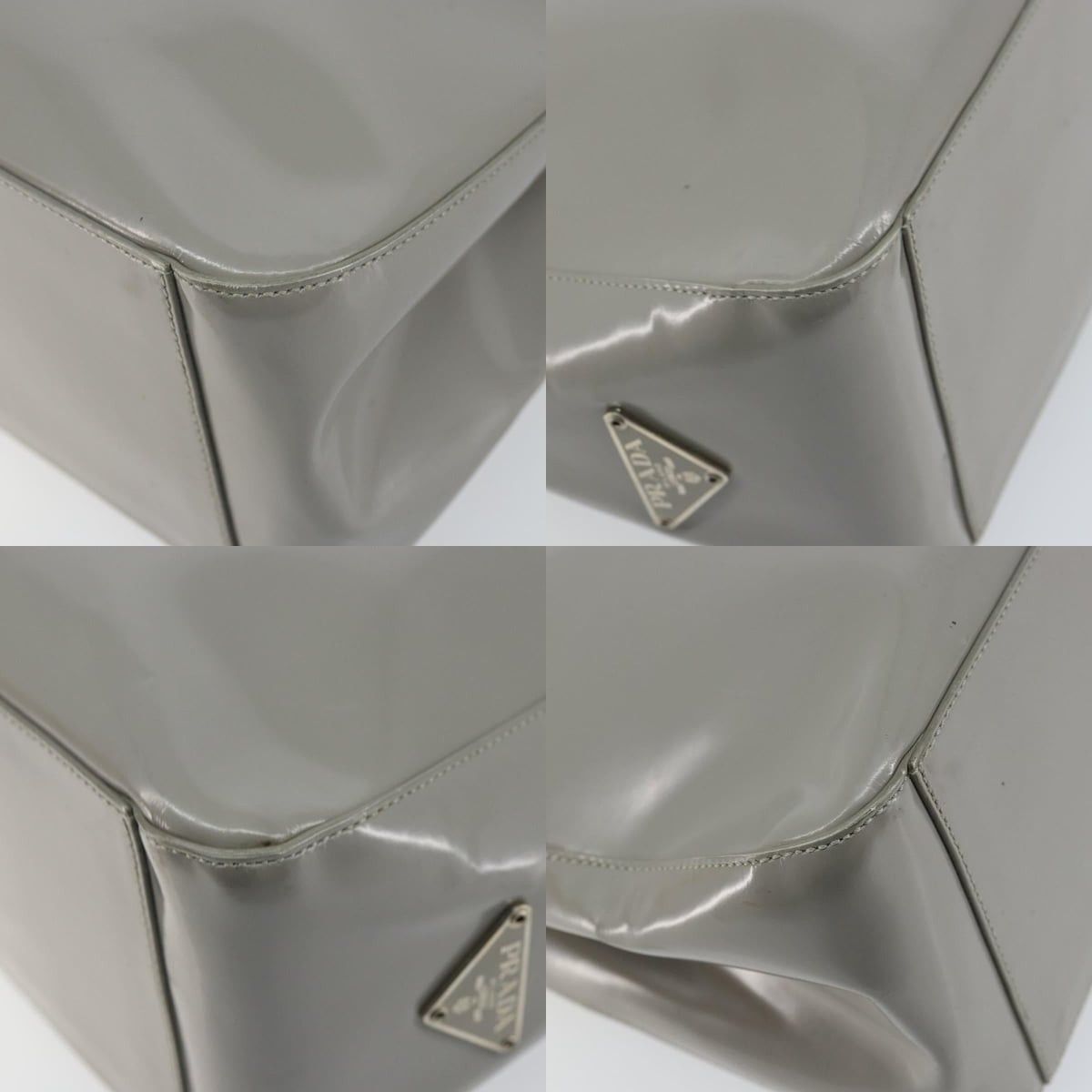 Prada PRADA Hand Bag Enamel Gray Silver Size ONE SIZE - 10 Thumbnail