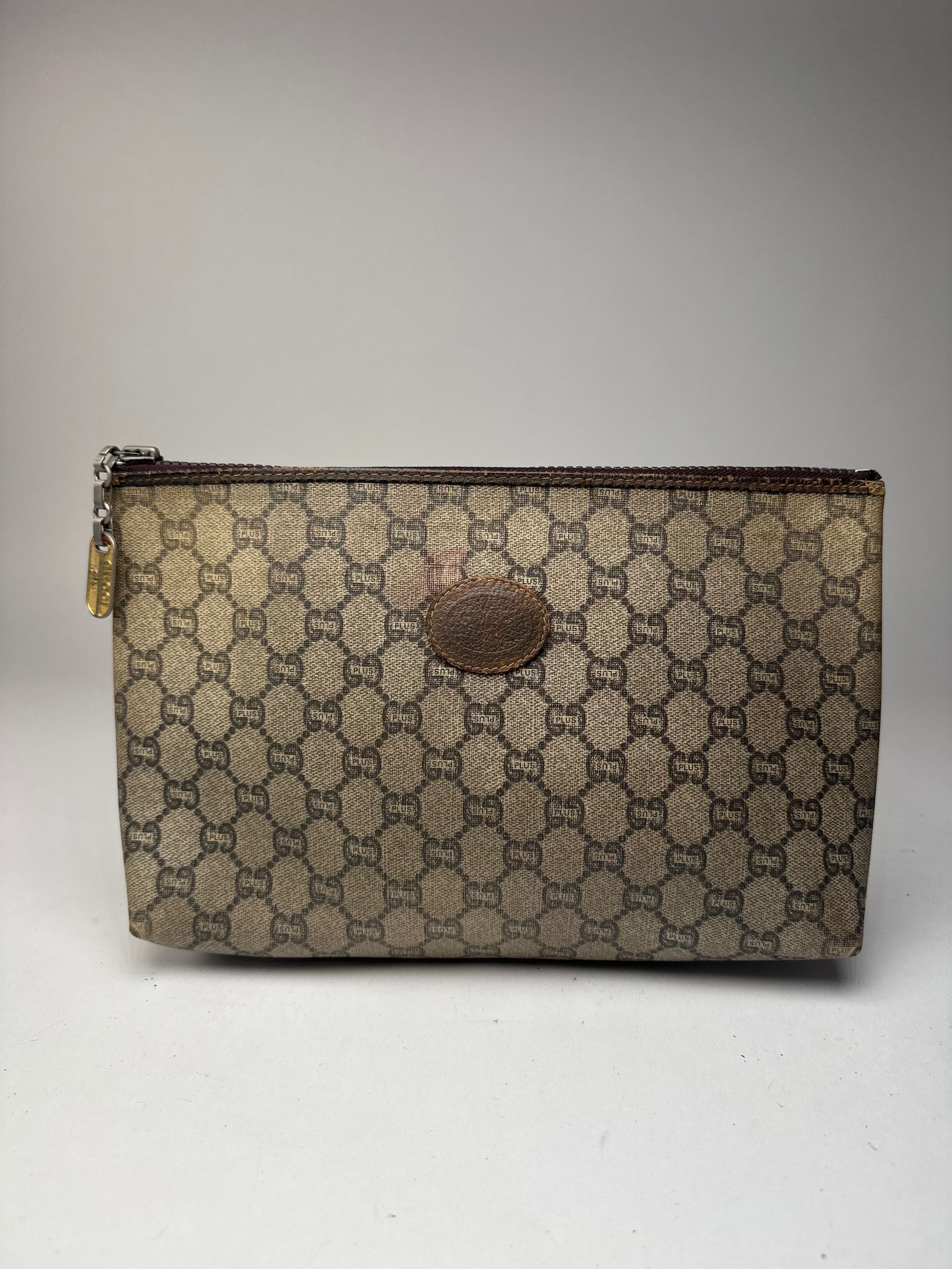 Gucci Vintage Plus Leather Clutch Brown Grey Size ONE SIZE - 1 Thumbnail