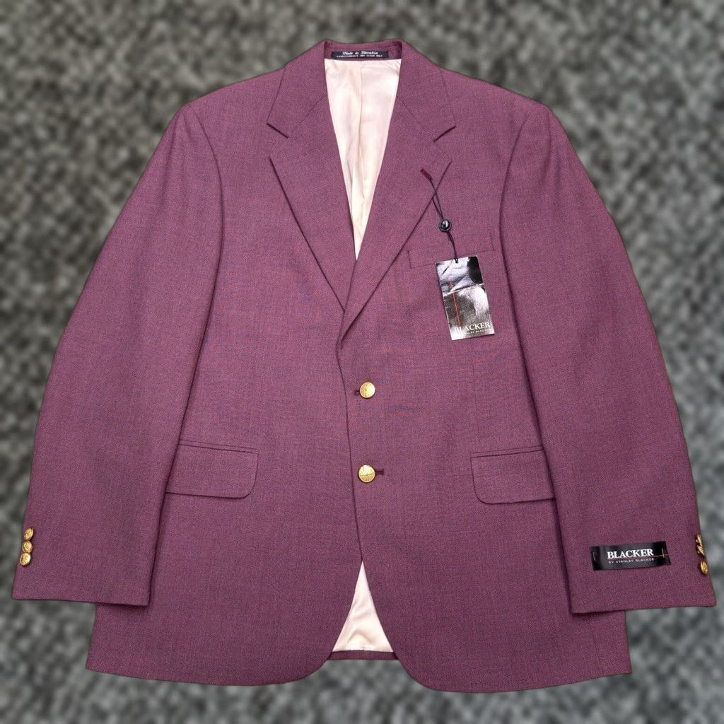 Stanley Blacker VINTAGE Stanley Blacker Sport Coat 40R Burgundy Wool Blazer - Two-Button, Single-Vented, Notch Lapel, Dry Clean Only, Regular Length, Solid, Men Size 40R - 1 Thumbnail