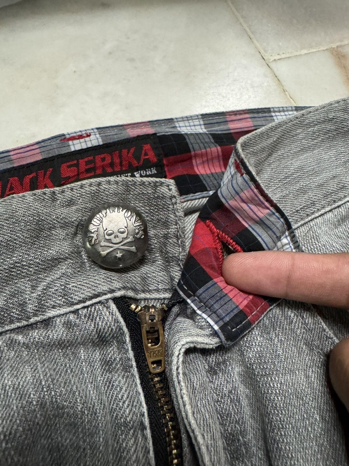 Designer 💥Flare💥90s Jack Serika Punk Jeans Script Logo Faded Distress Size US 28 / EU 44 - 8 Thumbnail
