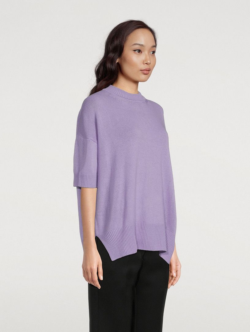 Jil Sander o1y1025 Short Sleeves Cashmere Blend Sweater in Mauve Size S / US 4 / IT 40 - 4 Thumbnail