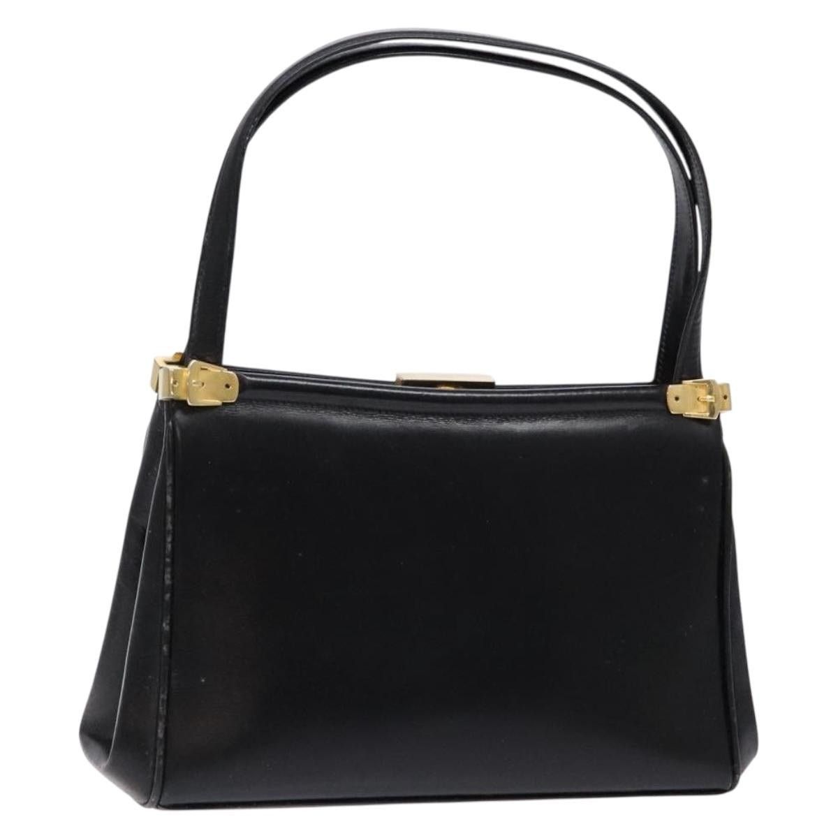 GUCCI Shoulder Bag Leather Vintage Black Gold