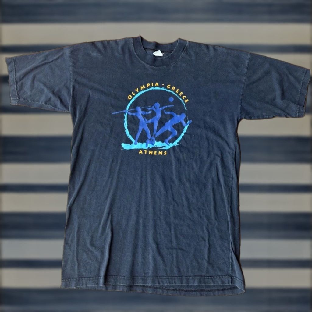 Vintage VINTAGE High Q T-Shirt Athens Greece Olympics 2000s USA Sports Crew Neck Short Sleeve Blue Medium Mens Size US M / EU 48-50 / 2 - 1 Thumbnail