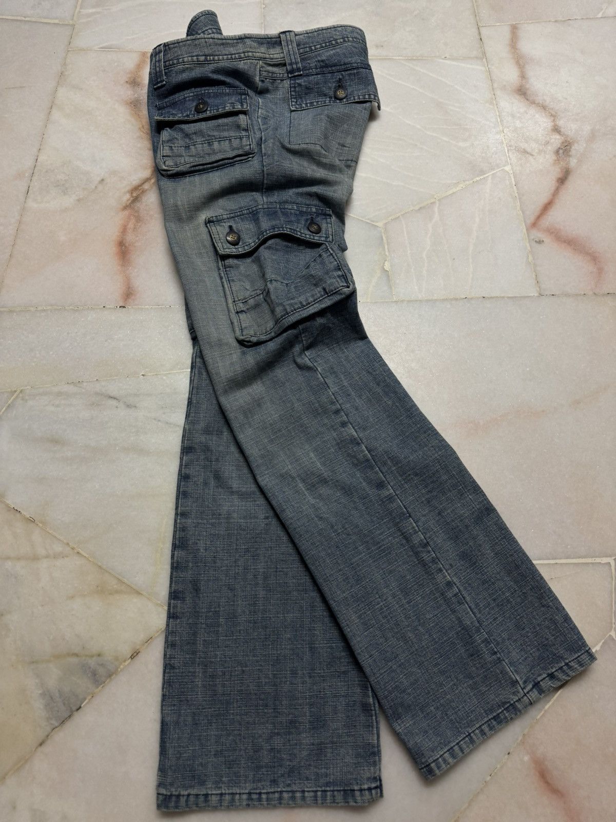 PPFM 💥FLARE💥90s JAPANESE RARE BUSHPANTS CARGO BELL BOTTOM JEANS Size US 29 - 12 Thumbnail