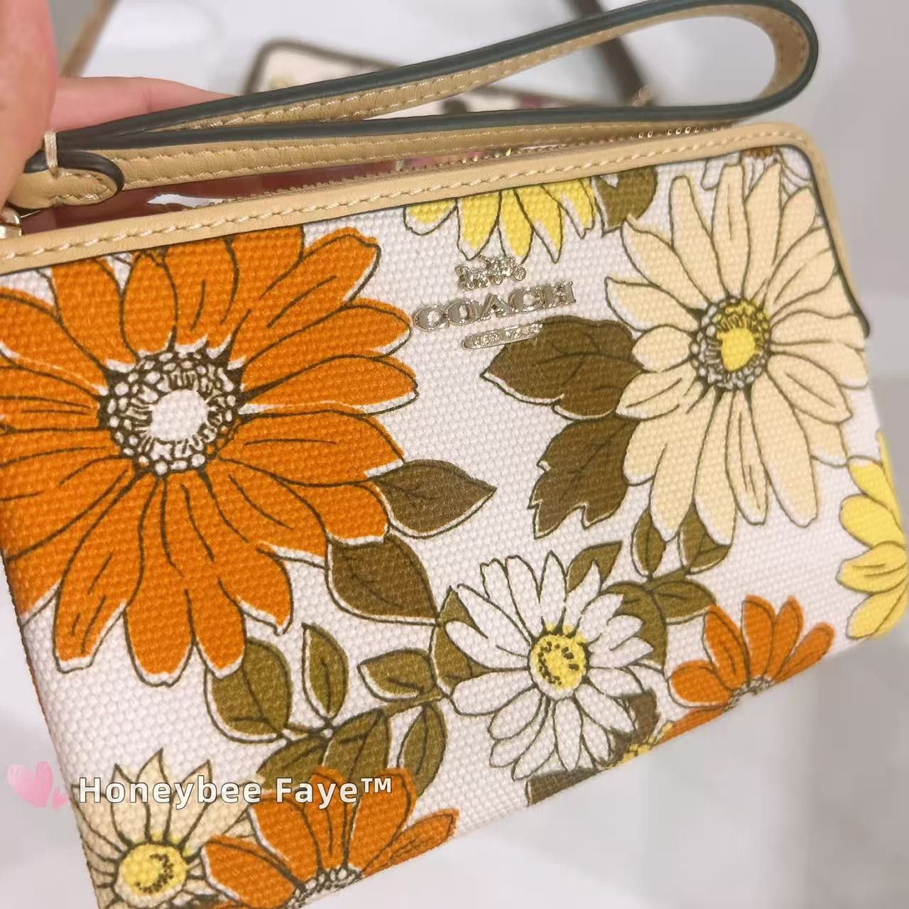 Coach Corner Zip Wristlet With Floral Print CEF83 Size ONE SIZE - 3 Thumbnail