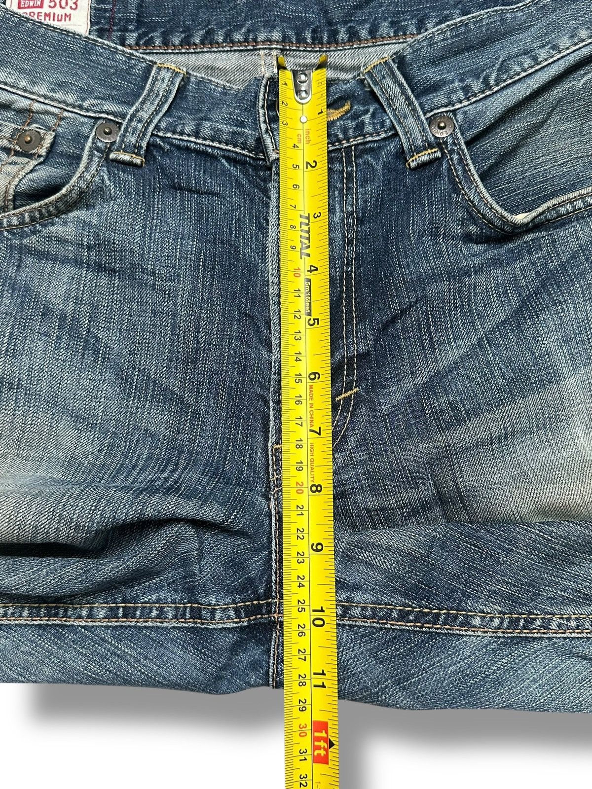 Edwin Edwin 503 Premium Straight Leg Japan Jeans Distressed Faded Size US 33 - 21 Thumbnail