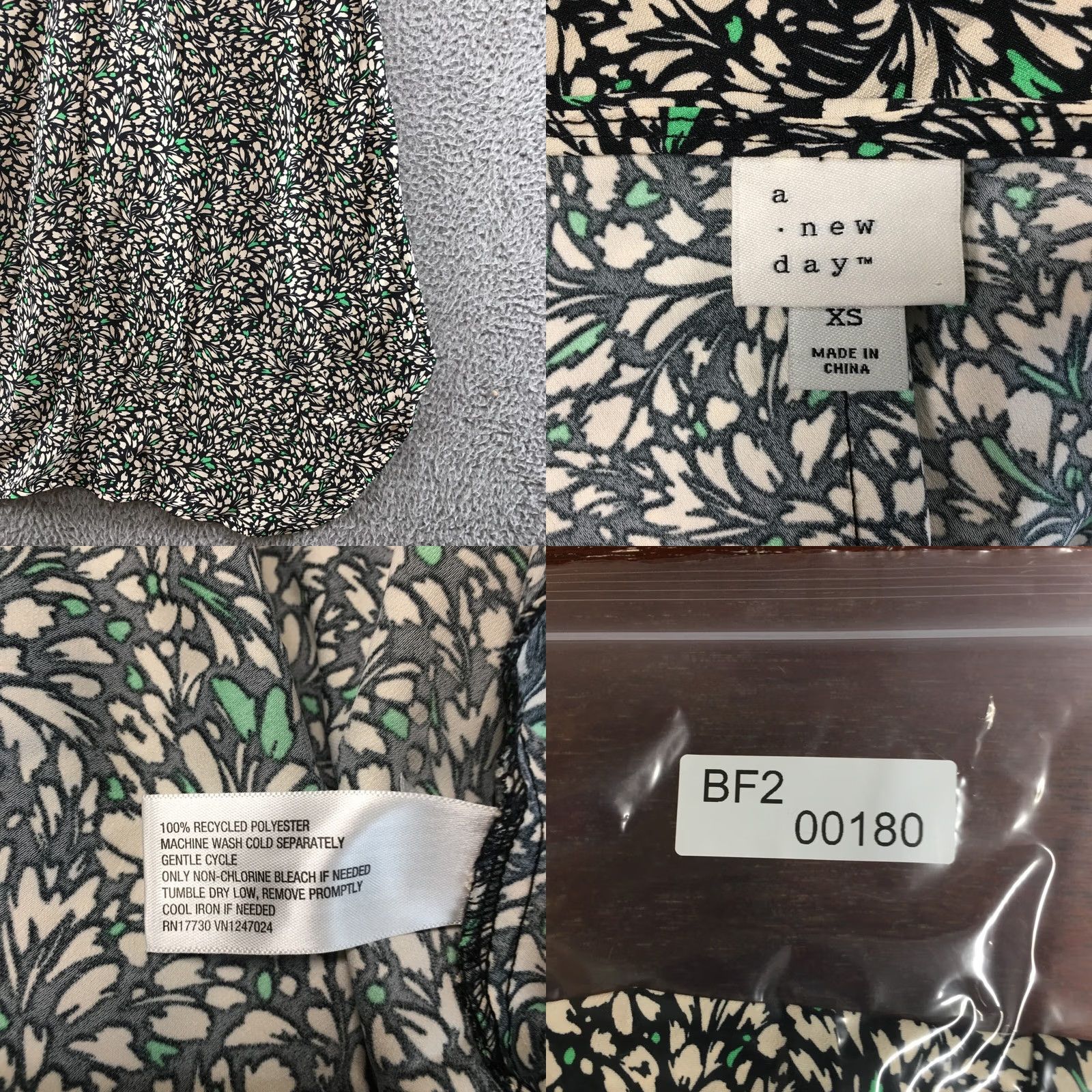 Vintage A New Day Midi Dress Womens XS Beige Floral Vneck Puff Sleeves Pull On Casual Dress Size XS / US 0-2 / IT 36-38 - 11 Thumbnail