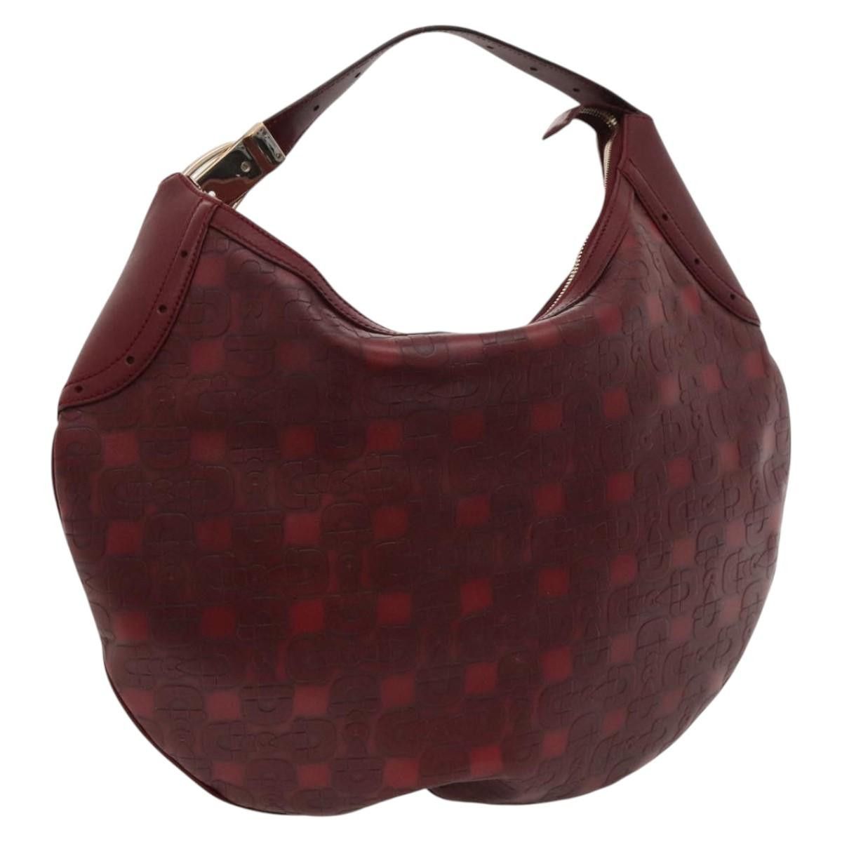 Gucci Horsebit Shoulder Bag Leather Bordeaux 145764 Auth Yk17771 in Red, Women's