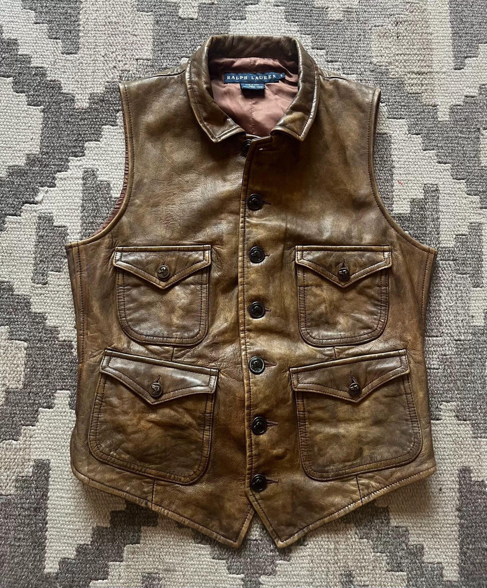 RRL Ralph Lauren Ralph Lauren Vintage Leather Hunting Vest Size US M / EU 48-50 / 2 - 1 Thumbnail