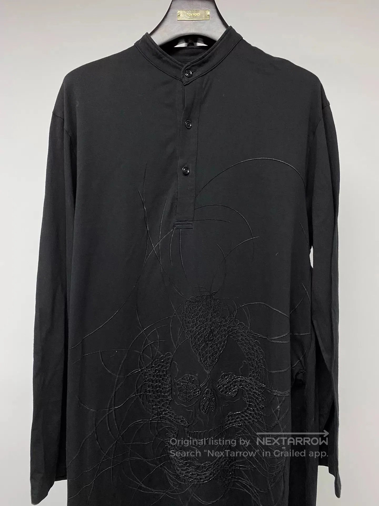 Yohji Yamamoto Black Long Sleeve Skull Embroidered Shirt L. Size US L / EU 52-54 / 3 - 4 Thumbnail