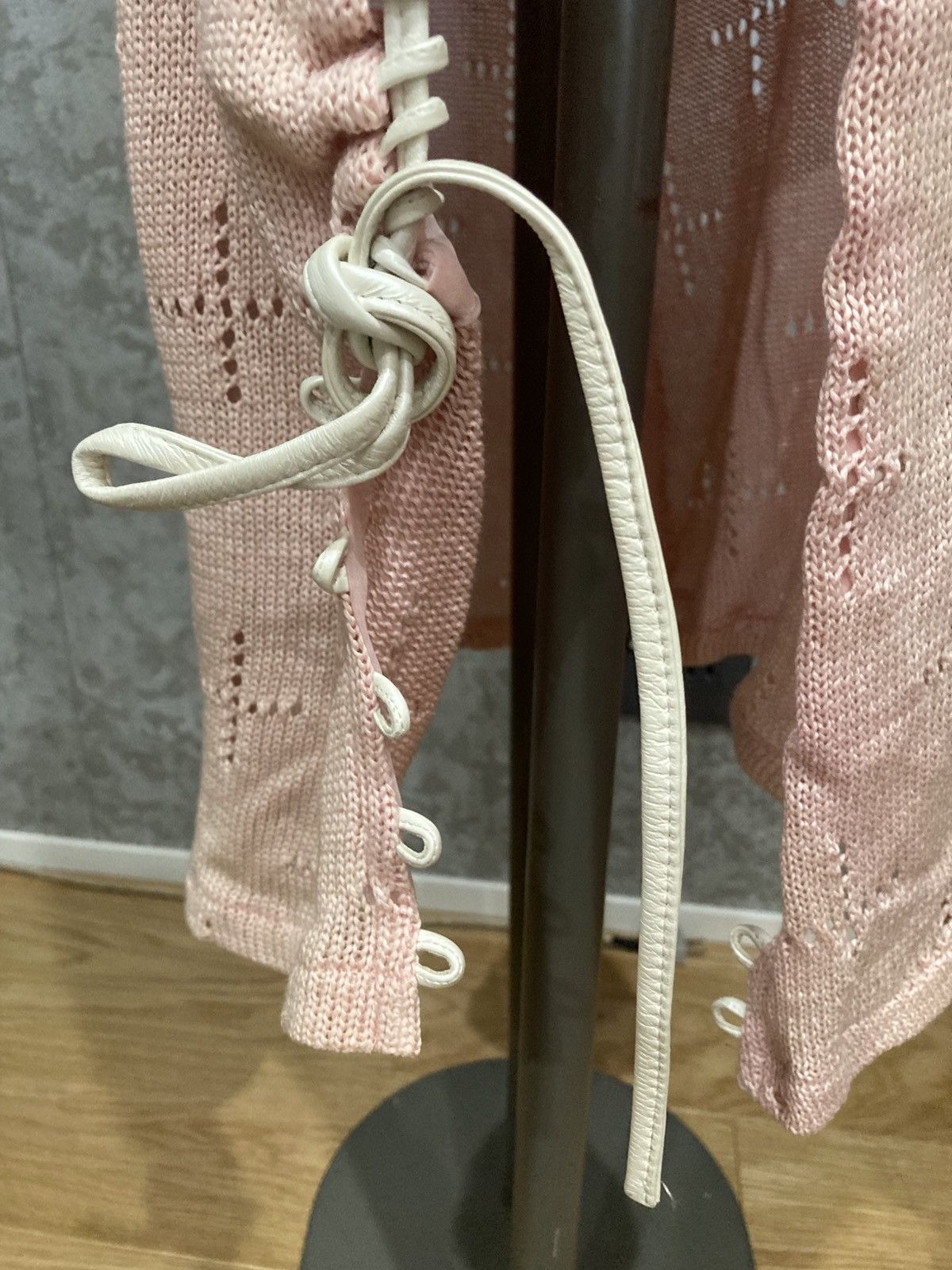 Japanese Brand Fairy Grunge Japanese Archive Pink Open Knit Lace-Up Dress Size S / US 4 / IT 40 - 9 Thumbnail