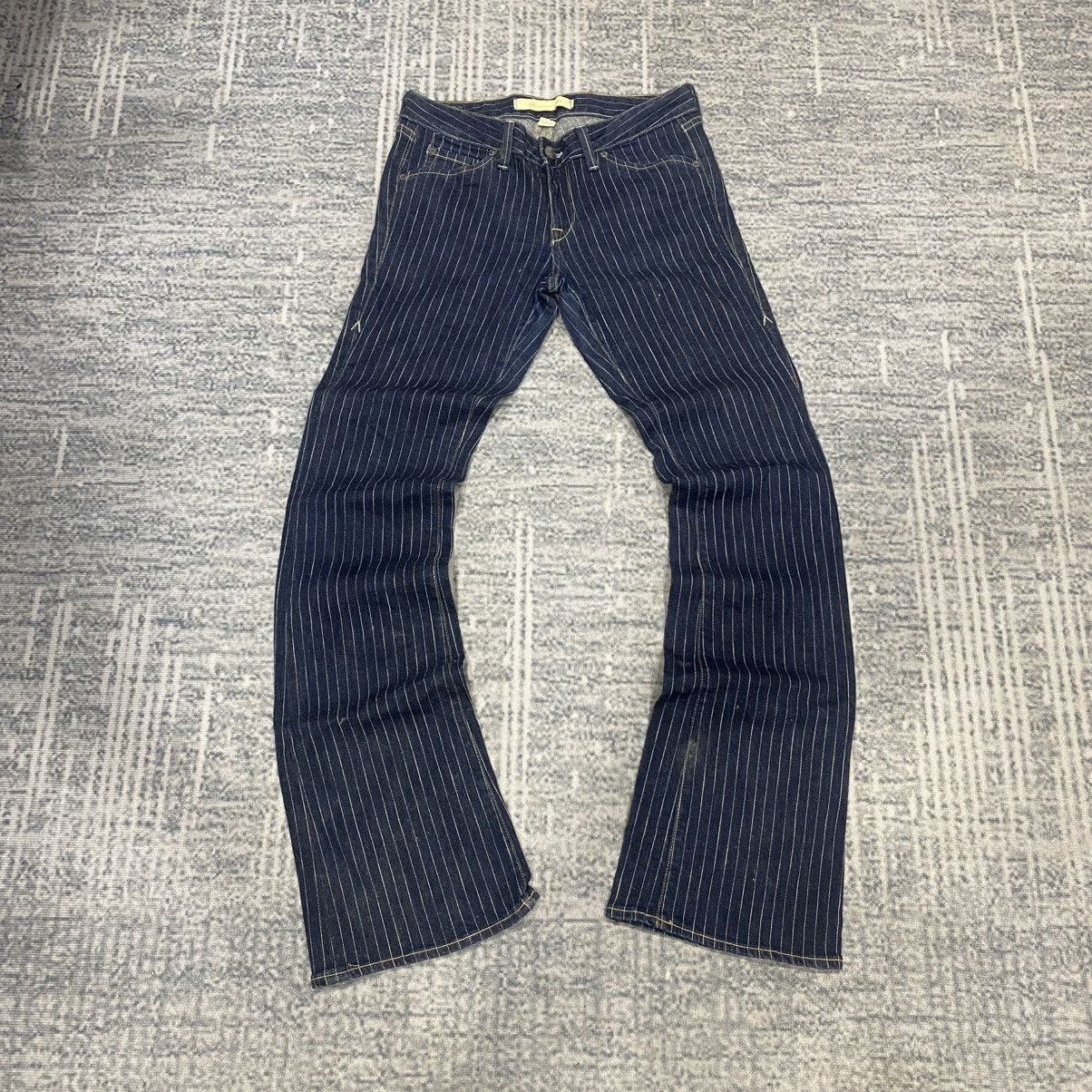 Japanese Brand Flared🔥 Agave Nectar Striped Jeans Bootcut Cowboy 90s Lgb Size US 31 - 2 Thumbnail