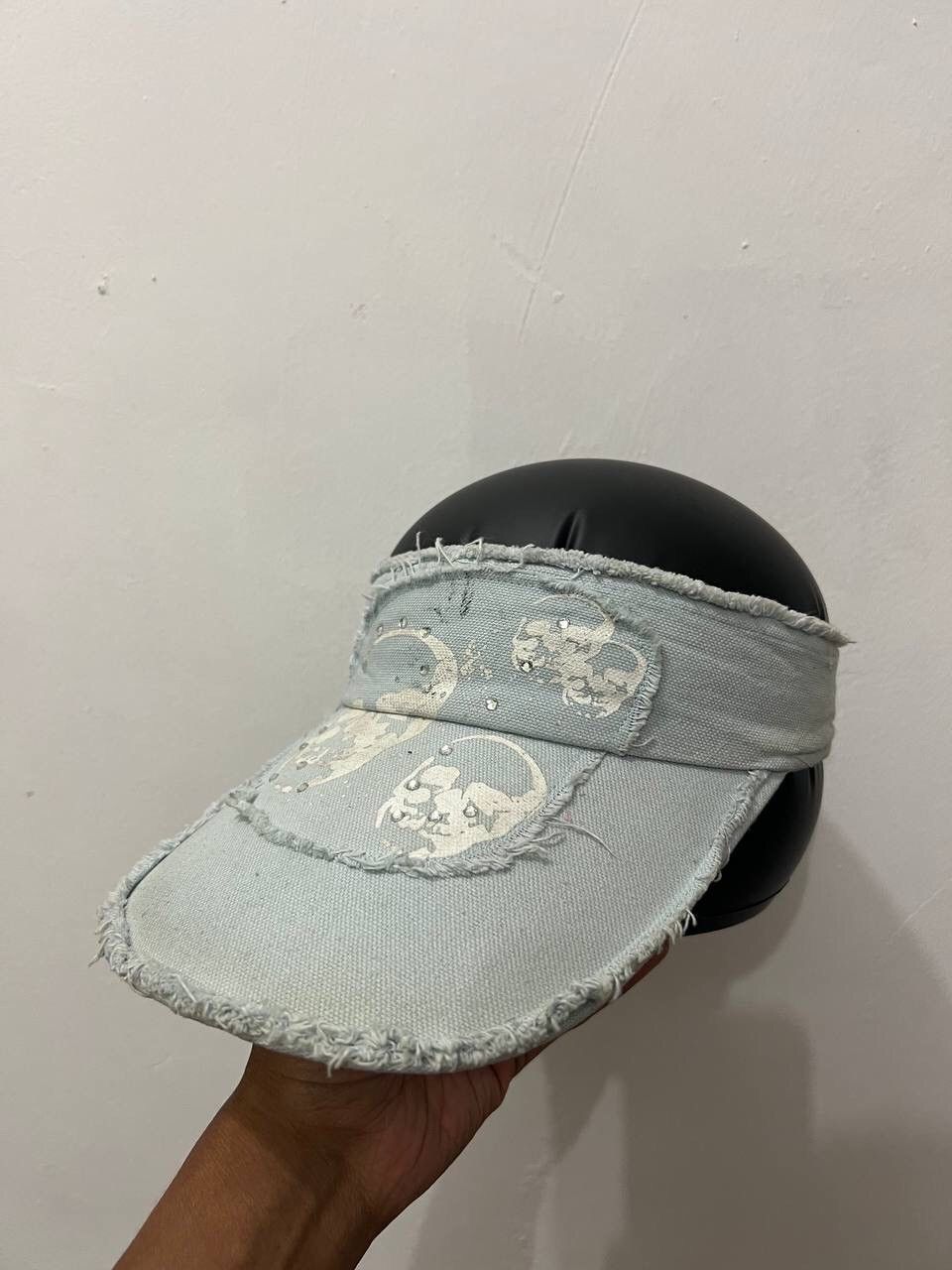 Japanese Brand Distressed Skull Frayed Visor Hat Size ONE SIZE - 2 Thumbnail