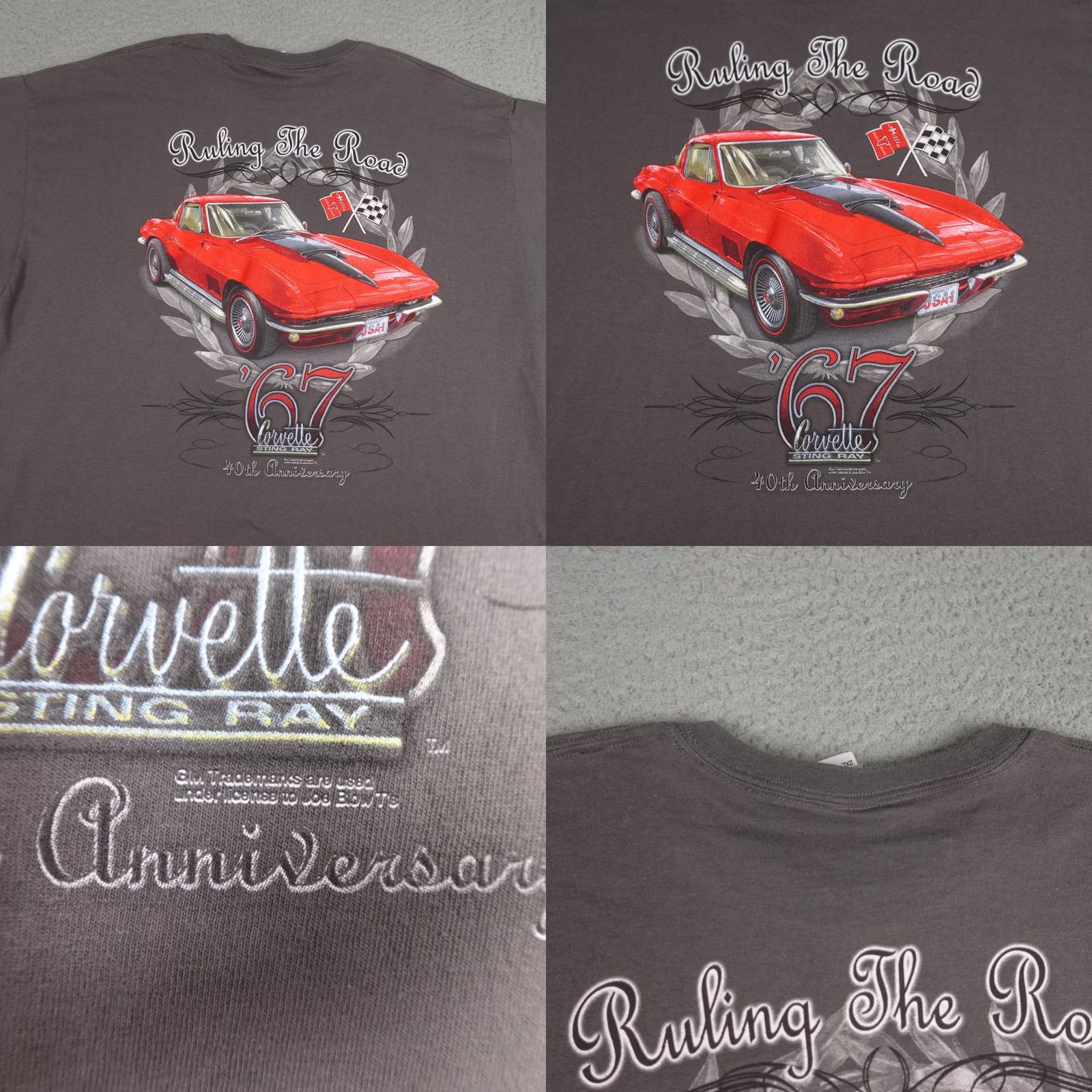 Gildan Corvette Shirt Mens 2XL Gray 1967 Sting Ray Ruling The Road 40th Anniversary Shirt Size US XXL / EU 58 / 5 - 8 Thumbnail