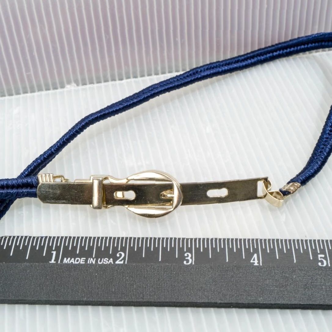 Vintage VINTAGE 1970's Blue and Gold Tone Stretch Belt Women M Blue Belt 26" Unbranded Size ONE SIZE - 3 Thumbnail