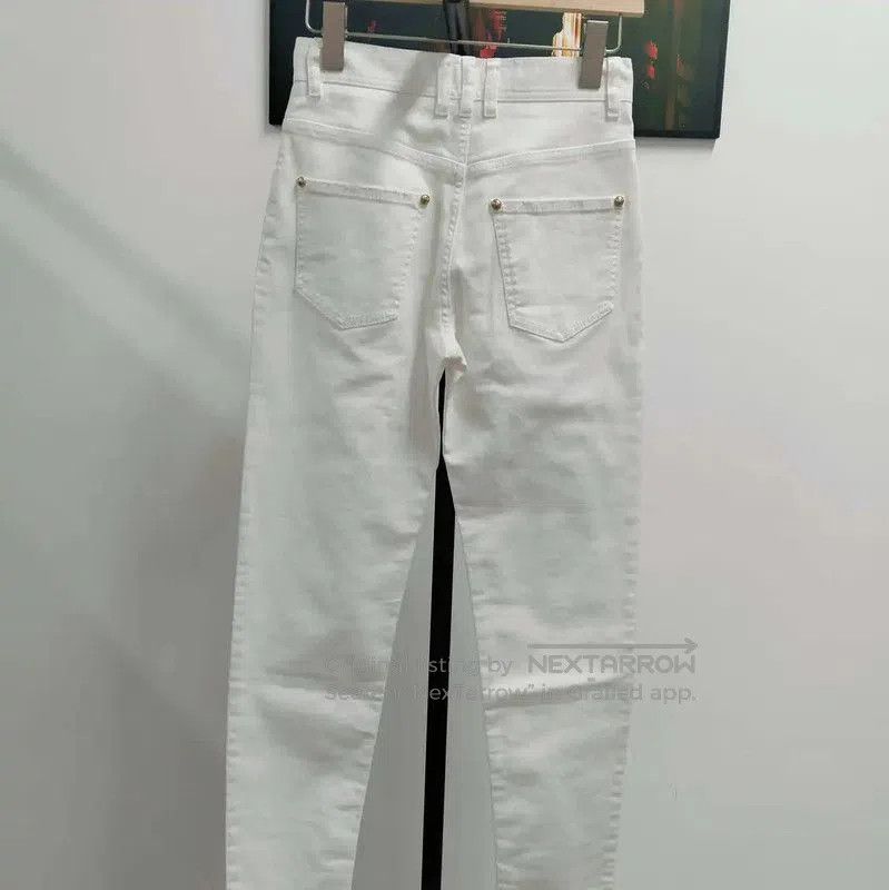 Balmain Balmain White Cotton Women's Denim Pants . Size 23" - 2 Thumbnail