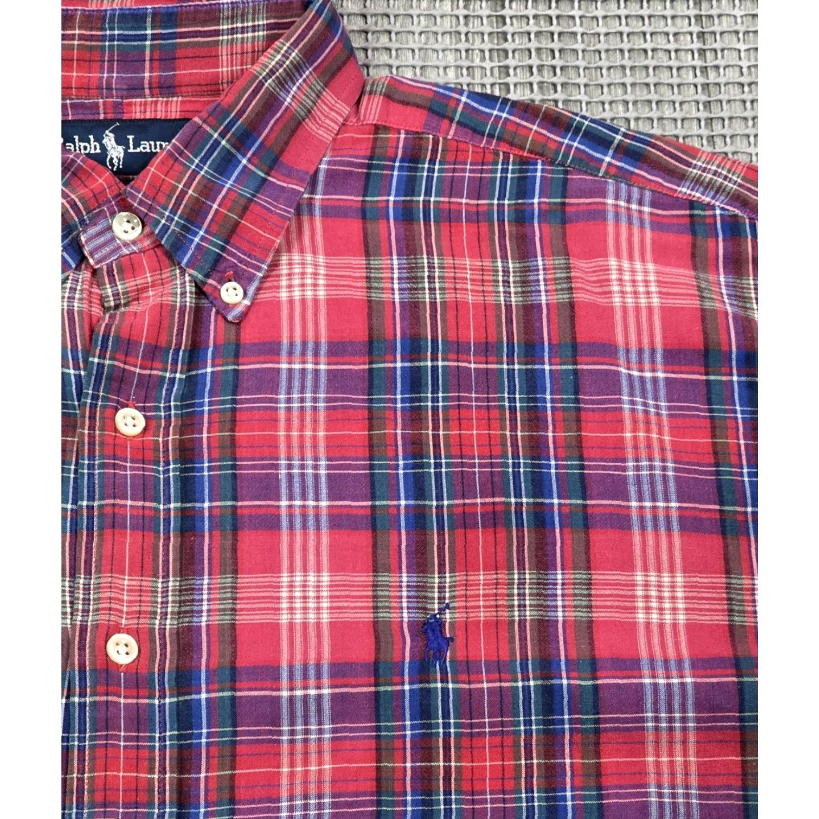 Polo Ralph Lauren VTG Ralph Lauren Polo Blake Button-Up Short Sleeve Men L Madras Red Plaid Shirt Size US L / EU 52-54 / 3 - 3 Thumbnail