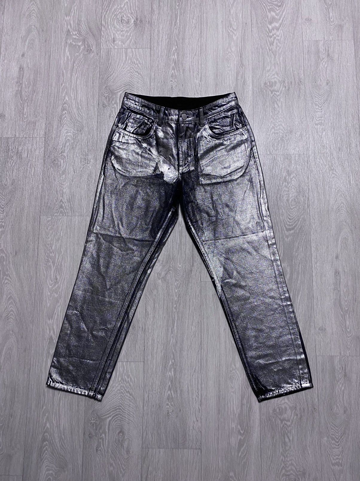 Cheap Monday Margiela Style Silver Painted Archival Jeans Denim Artisanal Size 28" / US 6 / IT 42 - 2 Thumbnail