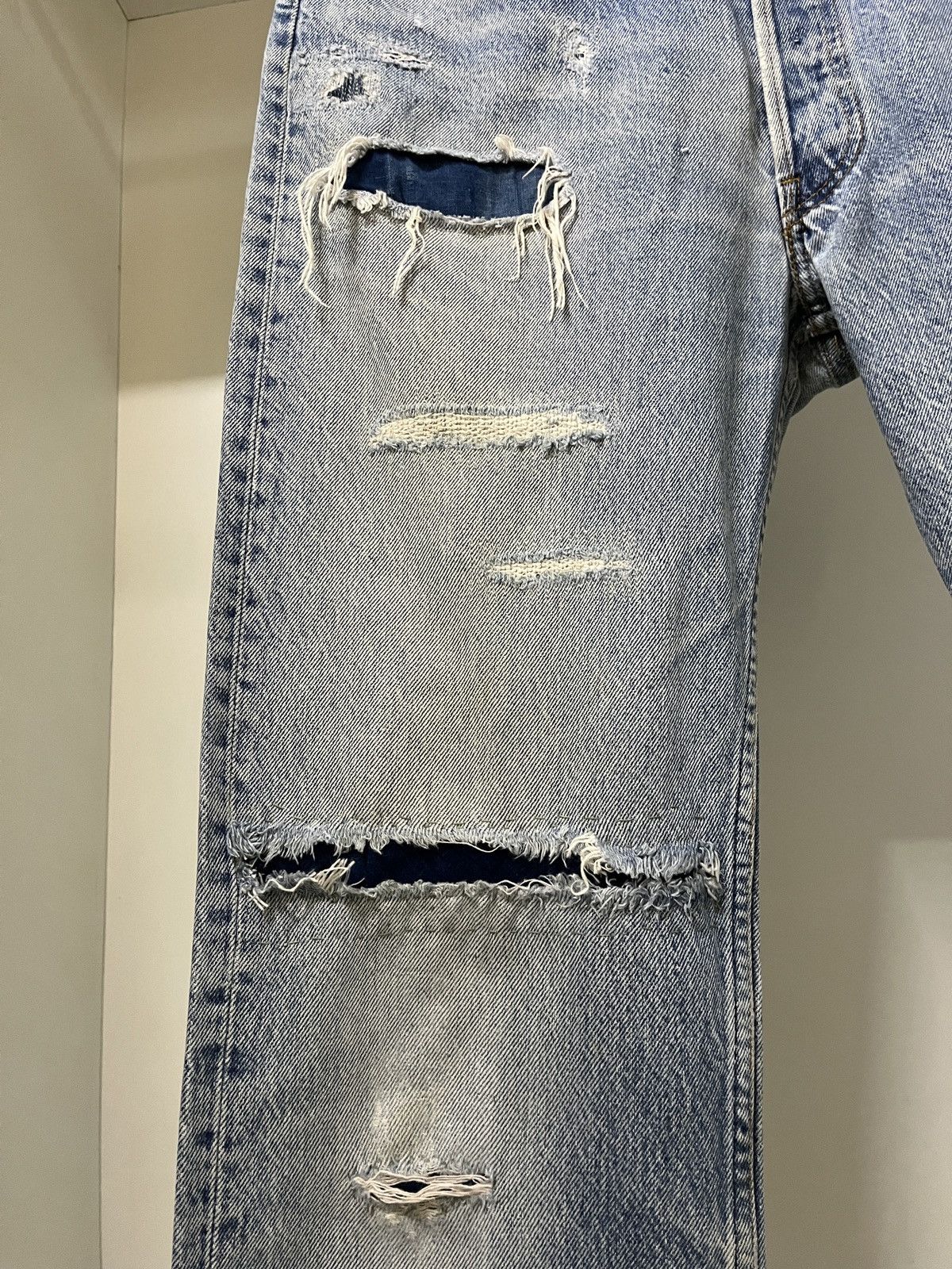 Levi's Vintage 80s Levis 501 Distressed Repaired Boro Size US 32 / EU 48 - 3 Thumbnail