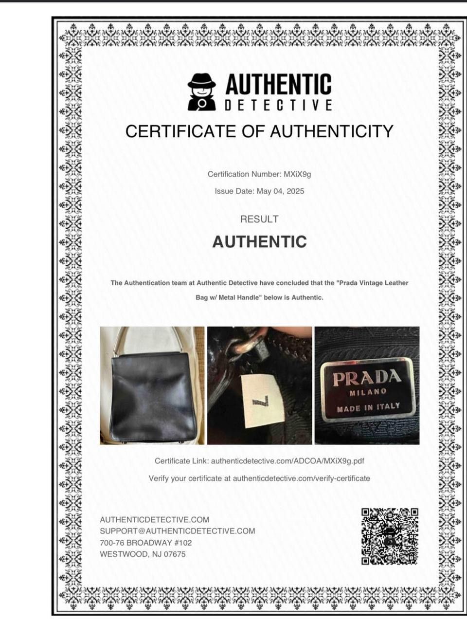Prada PRADA VINTAGE METAL HANDLE BLACK LEATHER BAG RARE WITH COA Size ONE SIZE - 8 Thumbnail