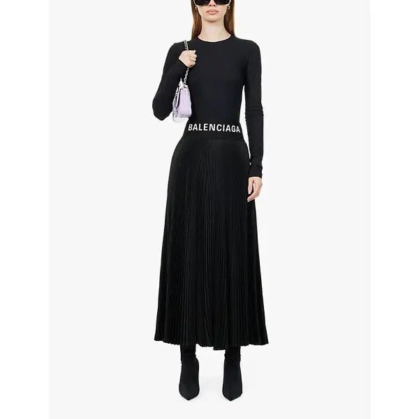 Balenciaga o1y0625 Midi Skirt in Black Size 26" / US 2 / IT 38 - 5 Thumbnail