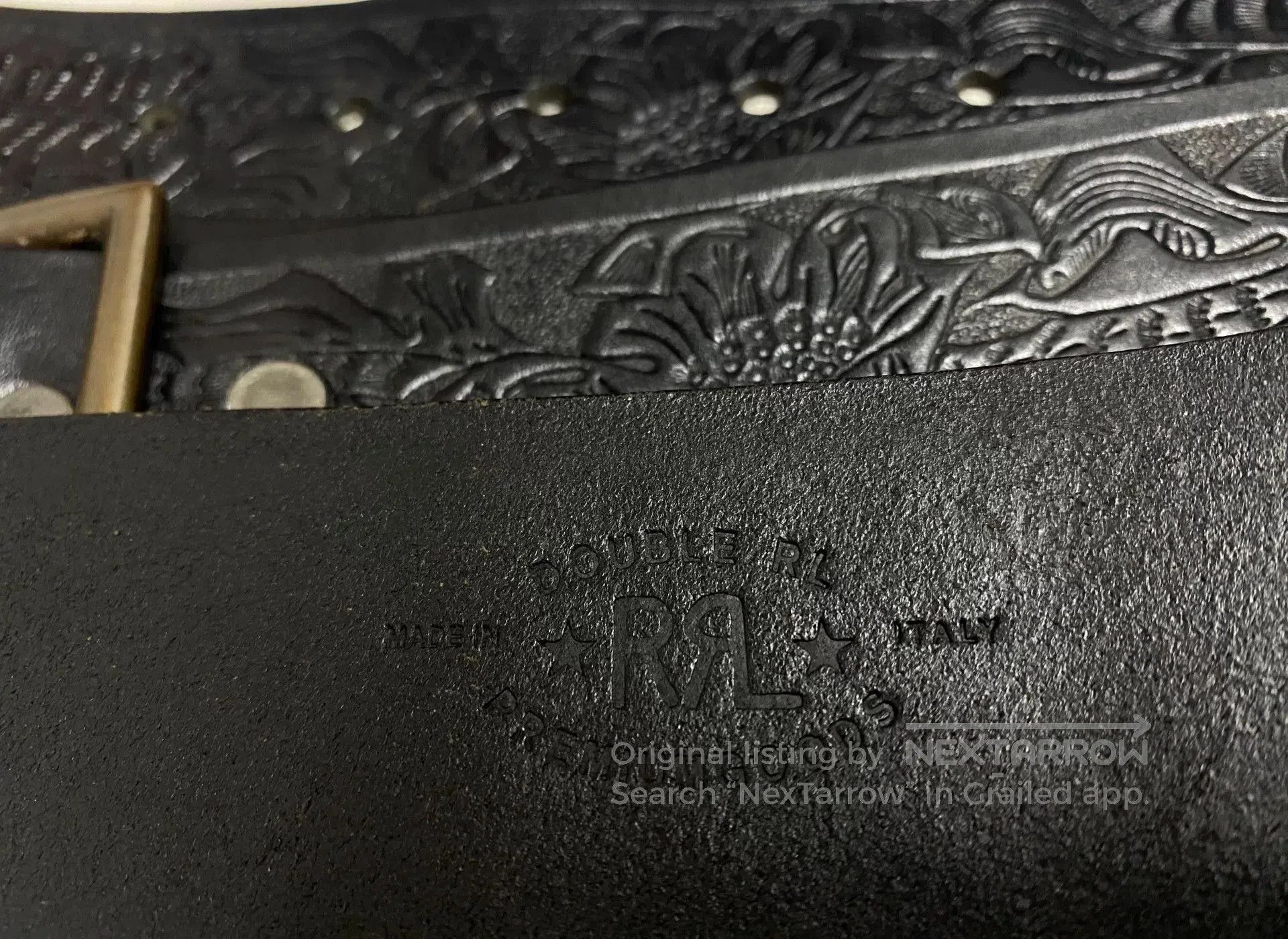 RRL Ralph Lauren premium vintage embossed leather belt. Size ONE SIZE - 6 Thumbnail