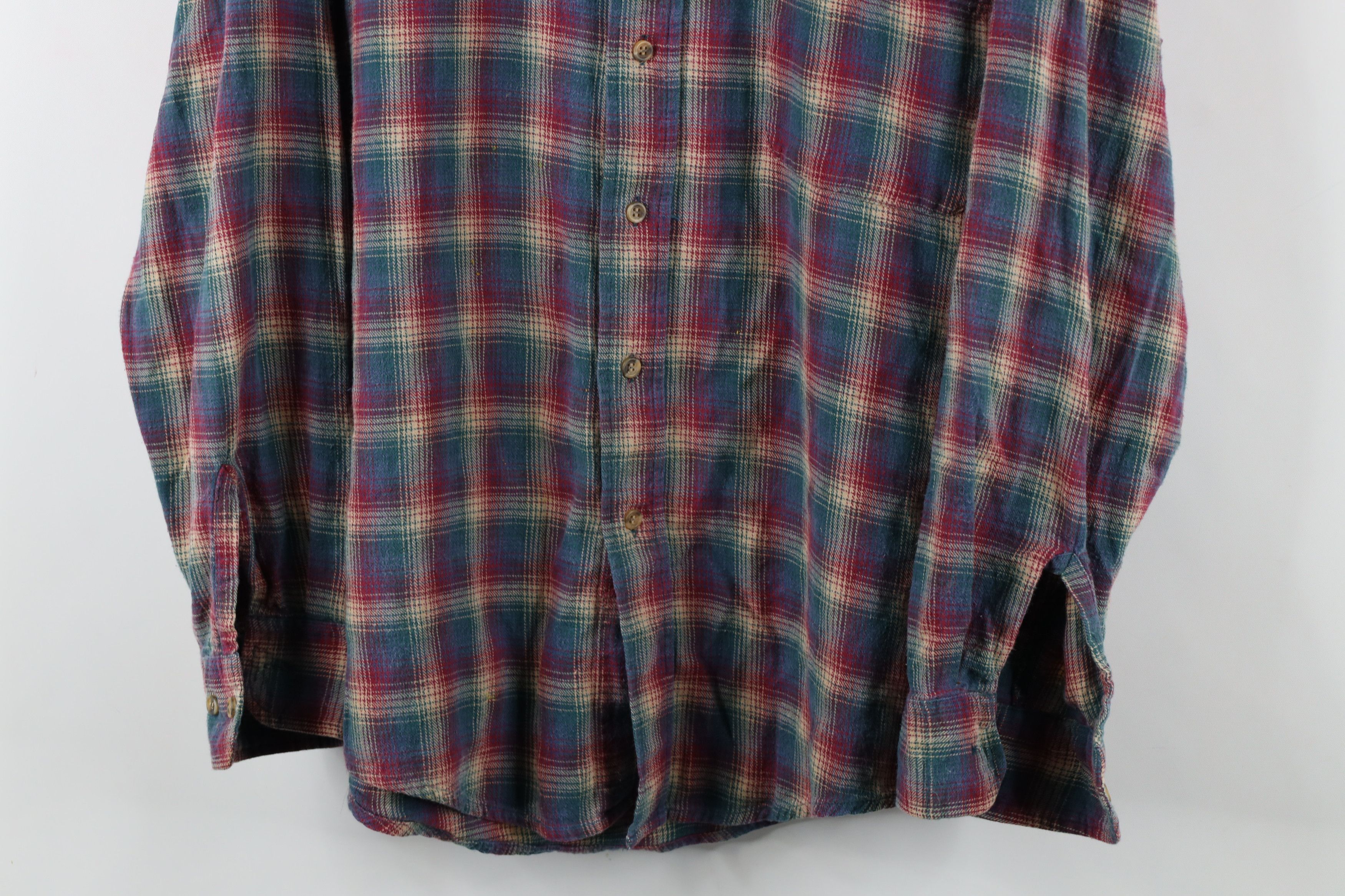 Vintage Vintage 90s Streetwear Flannel Band Collar Button Shirt Size US L / EU 52-54 / 3 - 3 Thumbnail