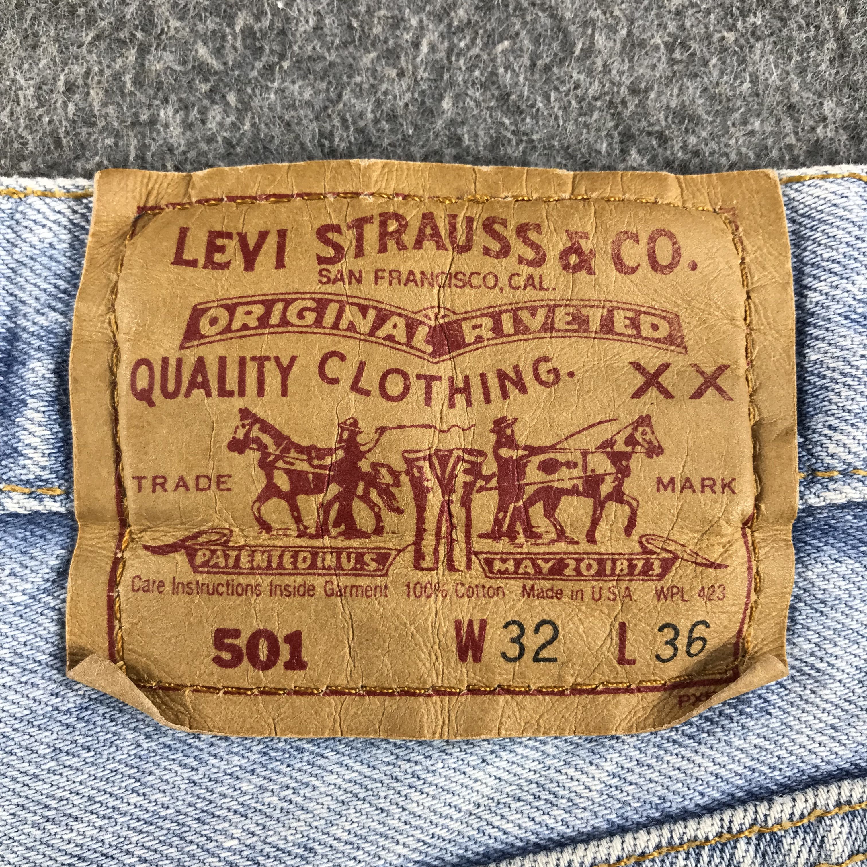 Levi's Vintage 90's Levis 501 Jeans Faded Blue Short Pants KJ3452 Size US 31 - 5 Thumbnail