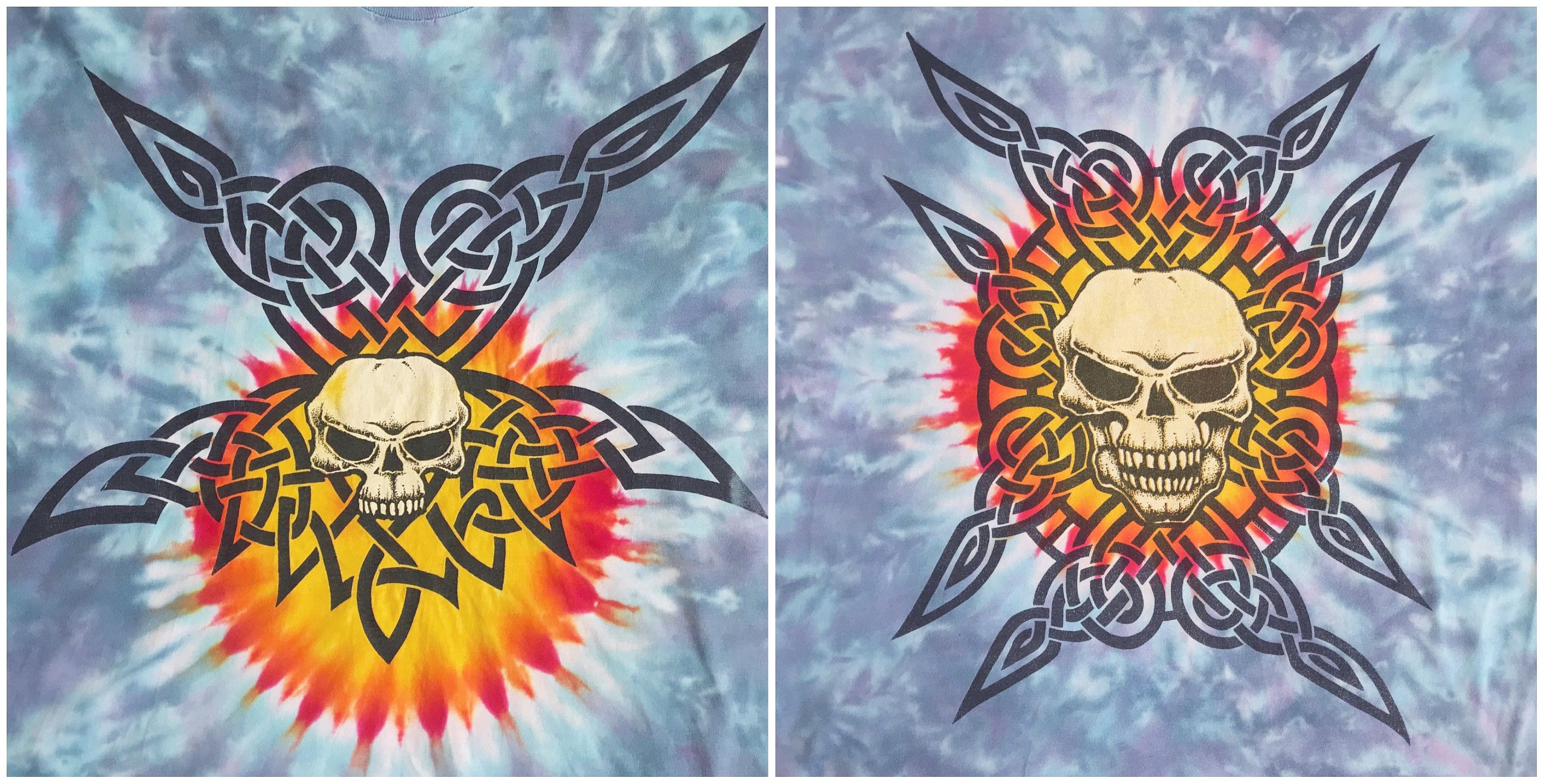 Vintage 90s URBAN ATTITUDE Skull Tie Dye Shirt Singe Stitch Skate Size US XL / EU 56 / 4 - 6 Thumbnail