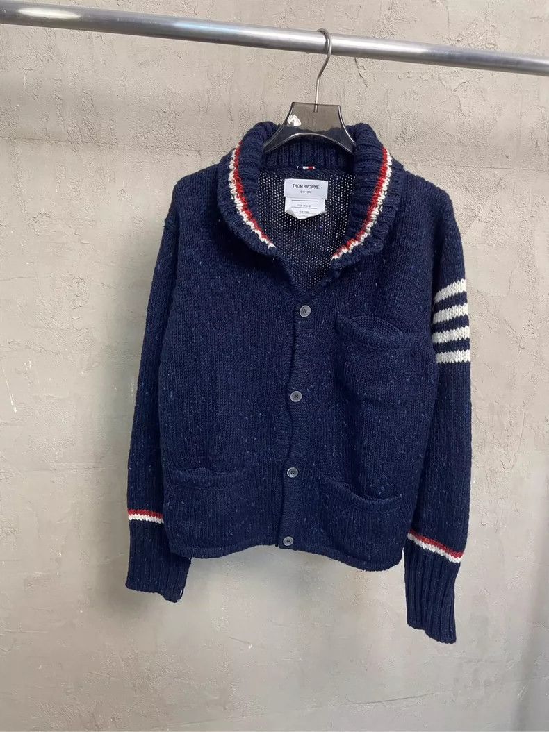 Thom Browne Thom Browne size1 A four-striped wool sweater in Tibetan an Size US S / EU 44-46 / 1 - 1 Thumbnail