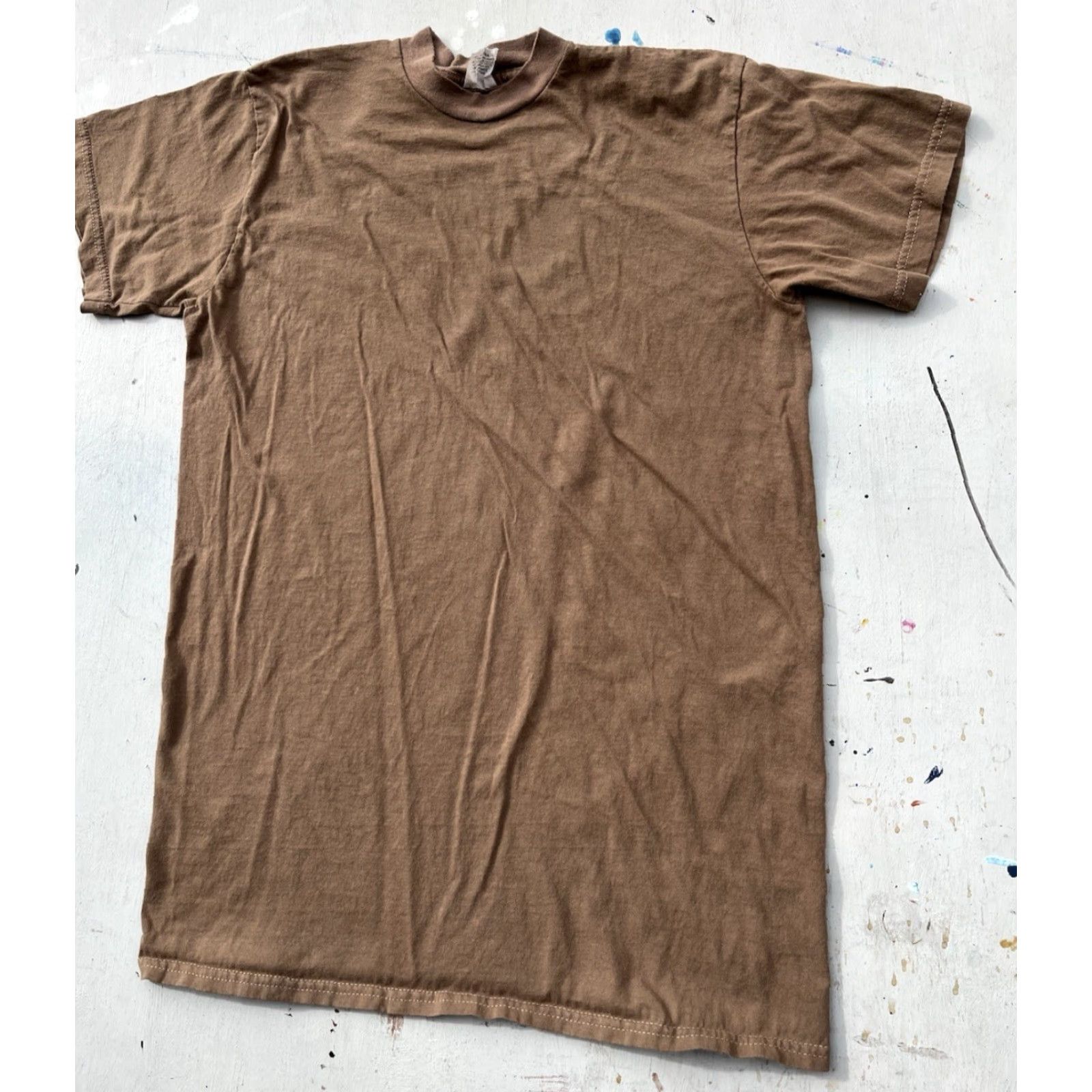 Vintage VINTAGE Men’s Army T-Shirt Beige Brown Solid L USA Military Grunge Pearl Jam 90s Work Shirt Mens Regular Cotton 2000s 100% Size US L / EU 52-54 / 3 - 4 Thumbnail