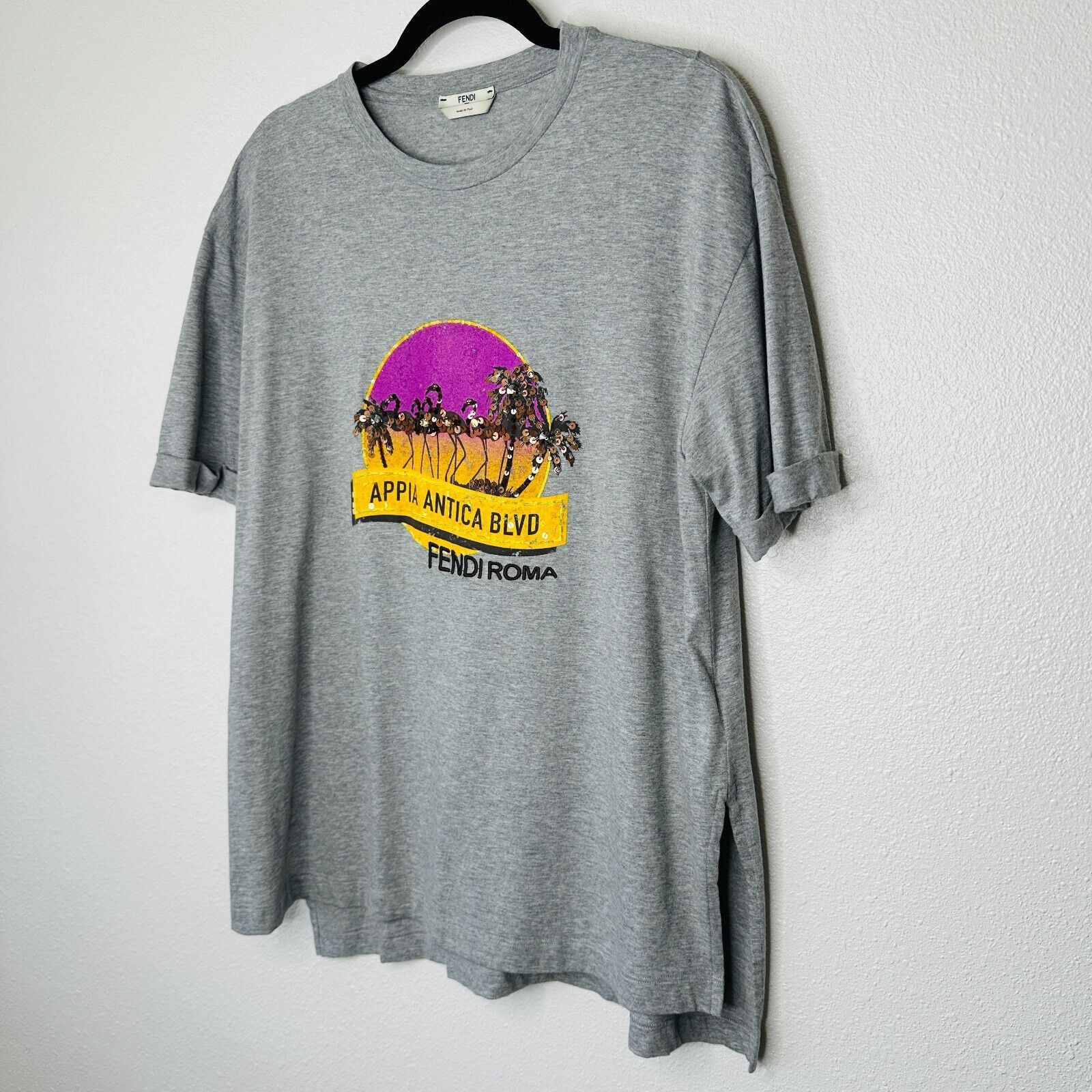 Fendi Fendi Gray Appia Antica Blvd Fendi Roma Tee Bead Sequin L Size L / US 10 / IT 46 - 3 Thumbnail