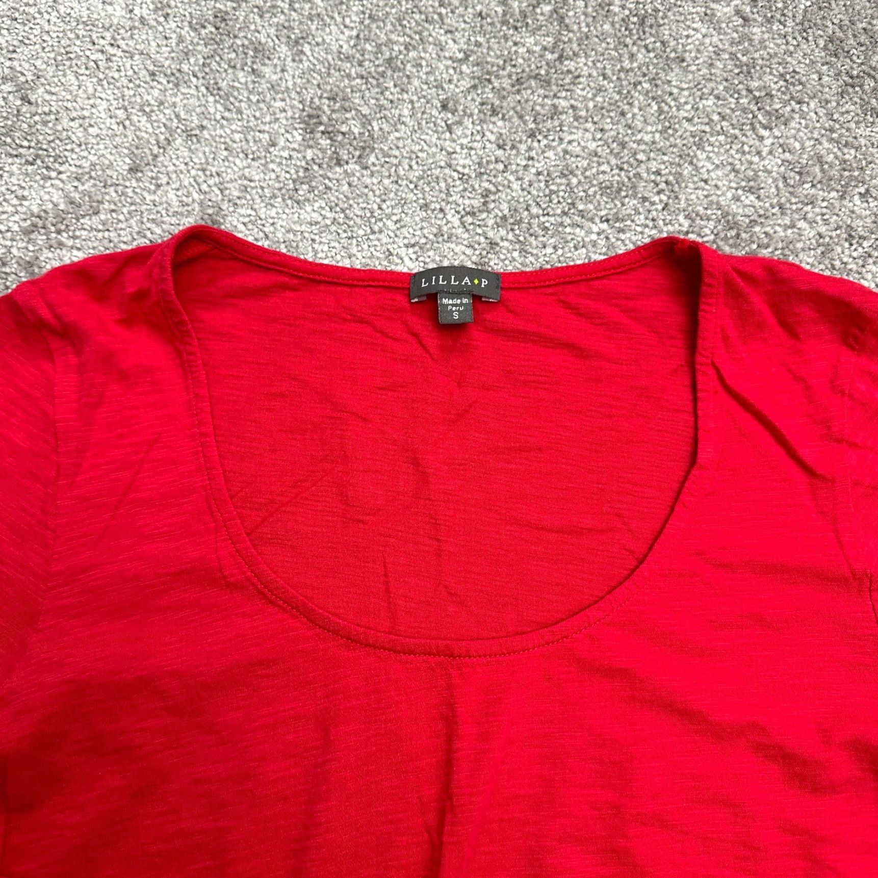 Vintage Lilla P Tunic Blouse Womens Small Red Scoop Neck Long Sleeve Cotton Casual Top Size S / US 4 / IT 40 - 3 Thumbnail