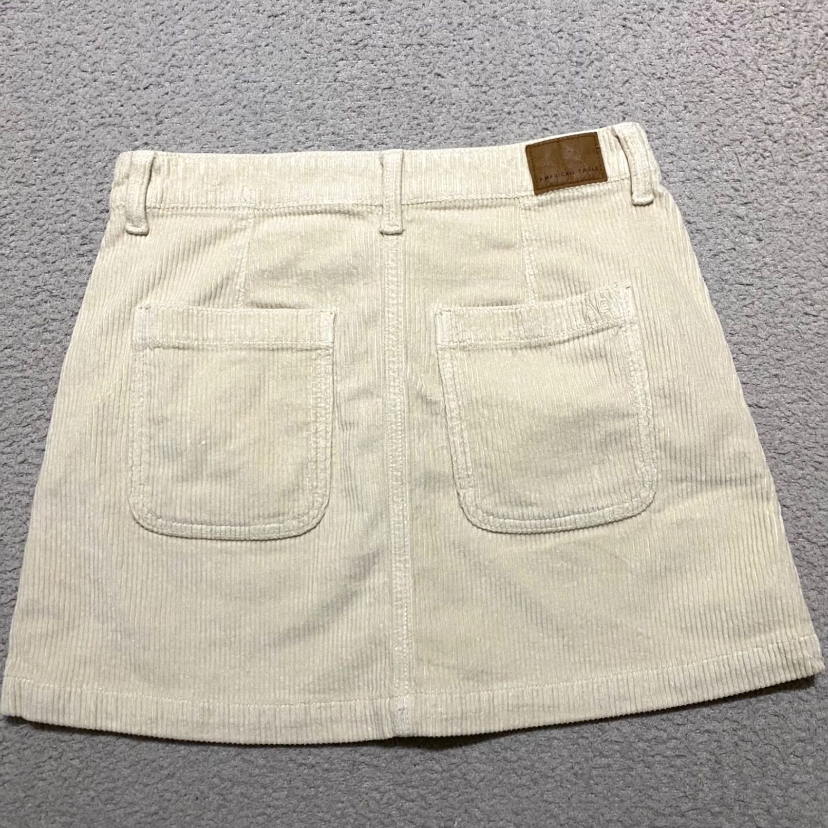 American Eagle Outfitters VINTAGE American Eagle Outfitters Skirt Womens 6 Beige Corduroy High A-Line Casual Short 90s Womens Size 28" / US 6 / IT 42 - 2 Thumbnail