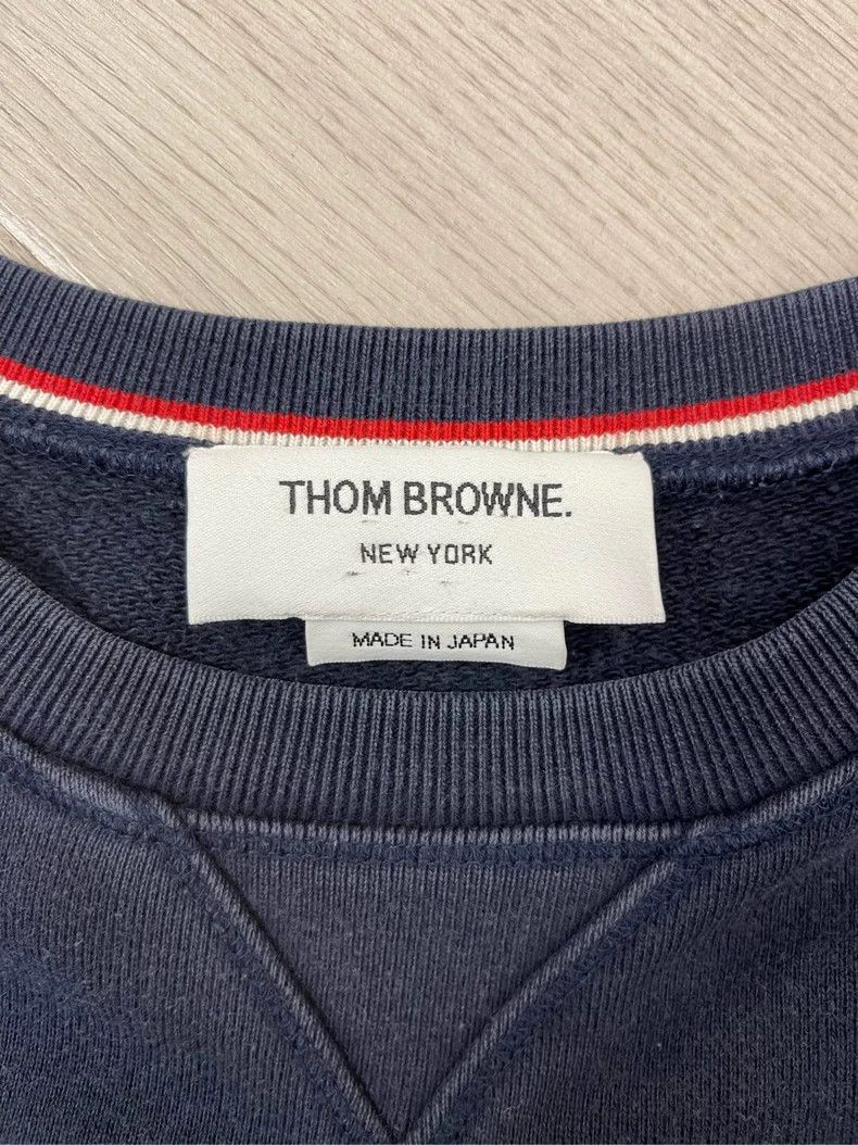 Thom Browne Thom browne Dark blue four-striped round-neck sweatshirt 25 Size US S / EU 44-46 / 1 - 6 Thumbnail