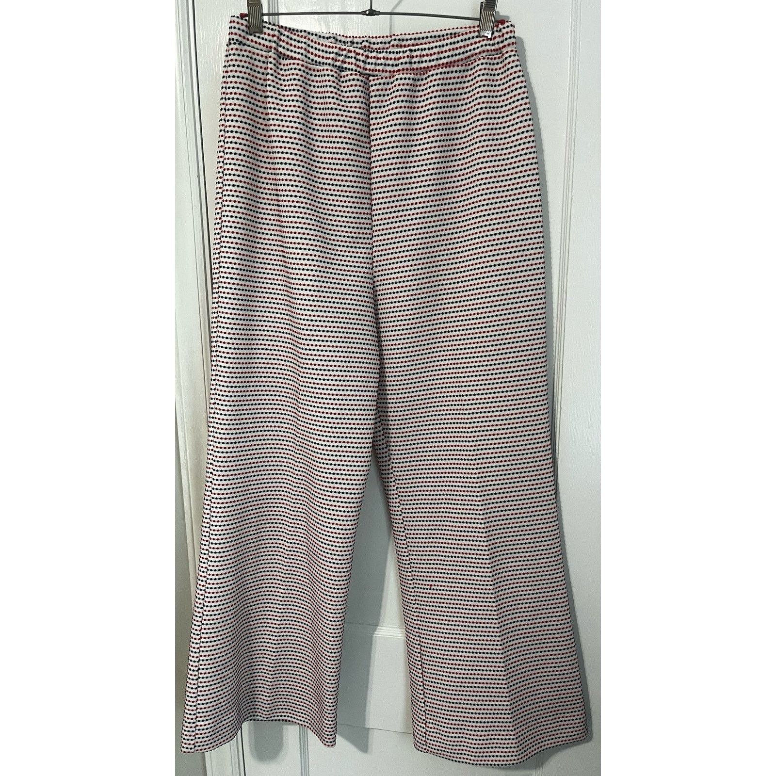 Vintage Vintage 70s White Red Blue Textured Polka Dot Pants Medium Size 30" / US 8 / IT 44 - 1 Thumbnail