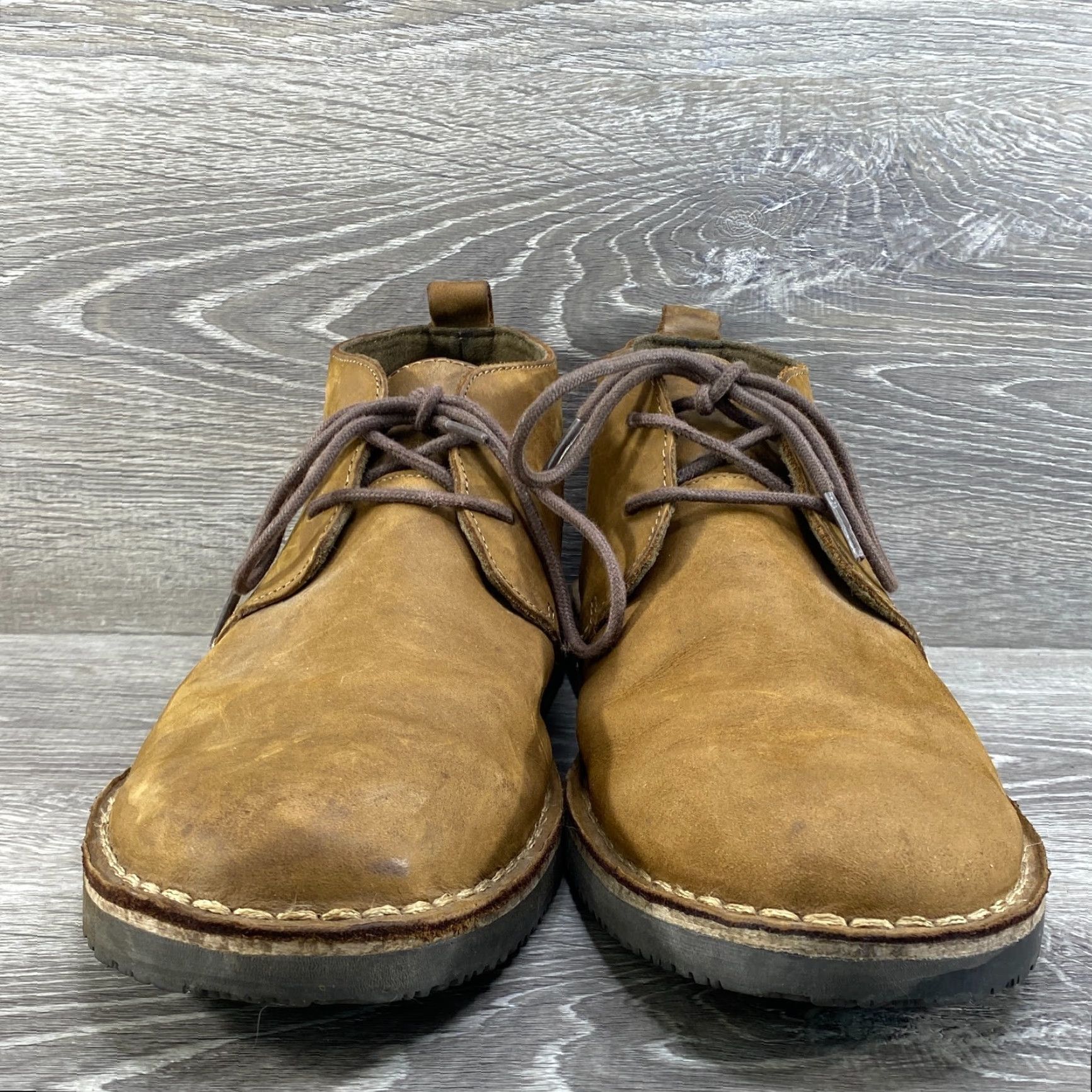 Merona MERONA Mens 10 Brown Nubuck Leather Chukka Dress Ankle Boots 2 Eyelet Lace Up Size US 10 / EU 43 - 4 Thumbnail