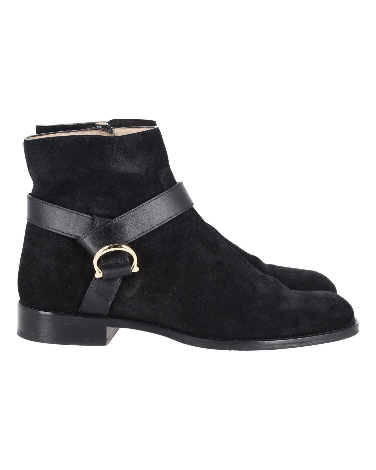 image of Carolina Herrera Leather-Trim Ankle Boots In Black Suede, Women's (Size 8)