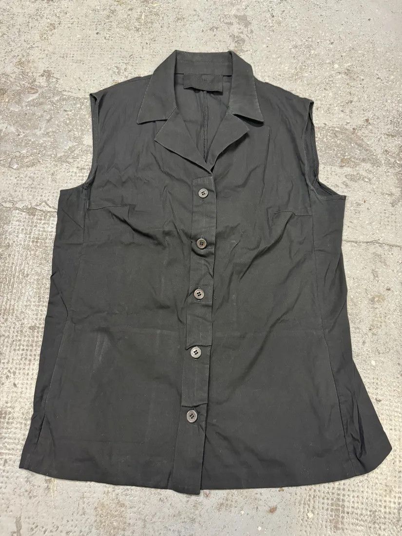 Designer × Prada × Vintage 2000s Prada Black Sleeveless Minimalist Shirt Size XS / US 0-2 / IT 36-38 - 1 Thumbnail