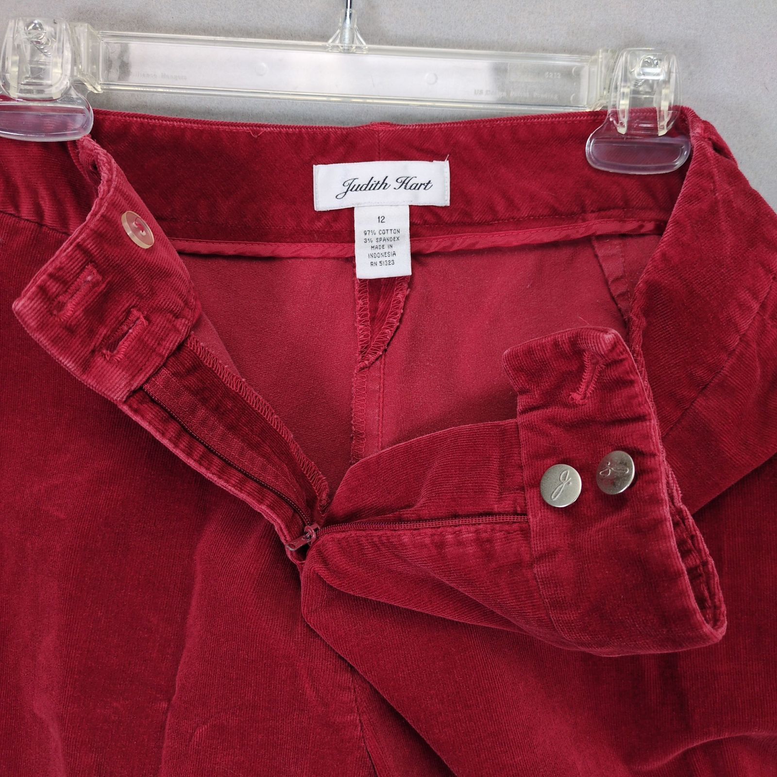 Vintage Judith Hart Women's 12 Red Velour Pants 26x30" Size 34" / US 12 / IT 48 - 3 Thumbnail
