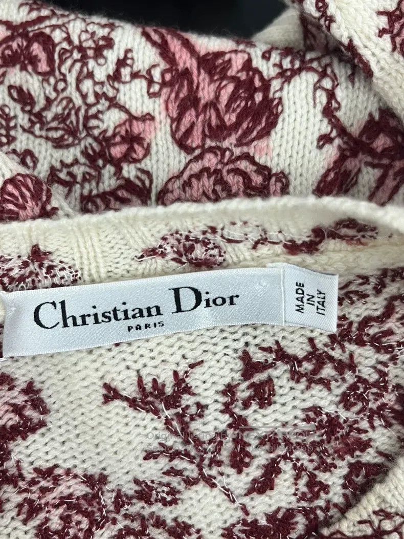 Dior Dior Red flower embroidered cashmere sweater Size XS / US 0-2 / IT 36-38 - 4 Thumbnail