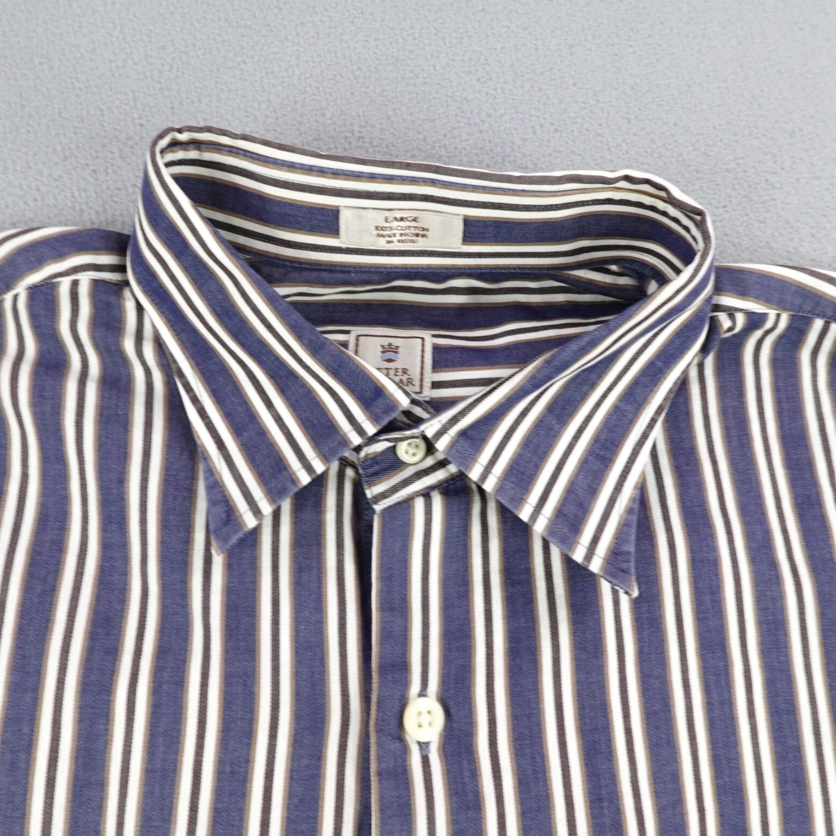 Peter Millar Peter Millar Shirt Mens Large Blue White Stripes Button Up Cotton Long Sleeve Size US L / EU 52-54 / 3 - 2 Thumbnail